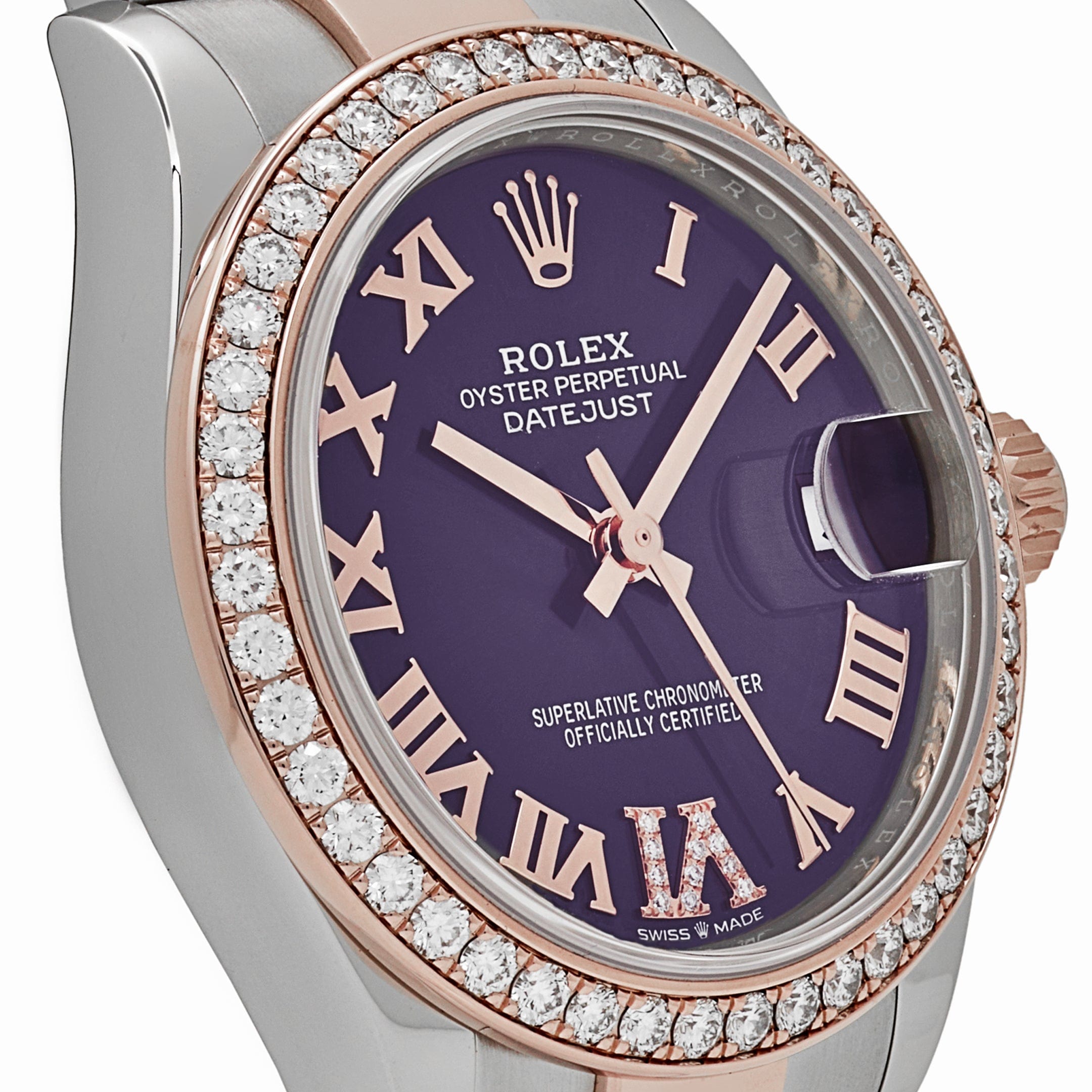 Rolex Datejust 278381RBR 'Ladies' Stainless Steel Rose Gold Aubergine Purple Dial Diamond Bezel Oyster (2022)
