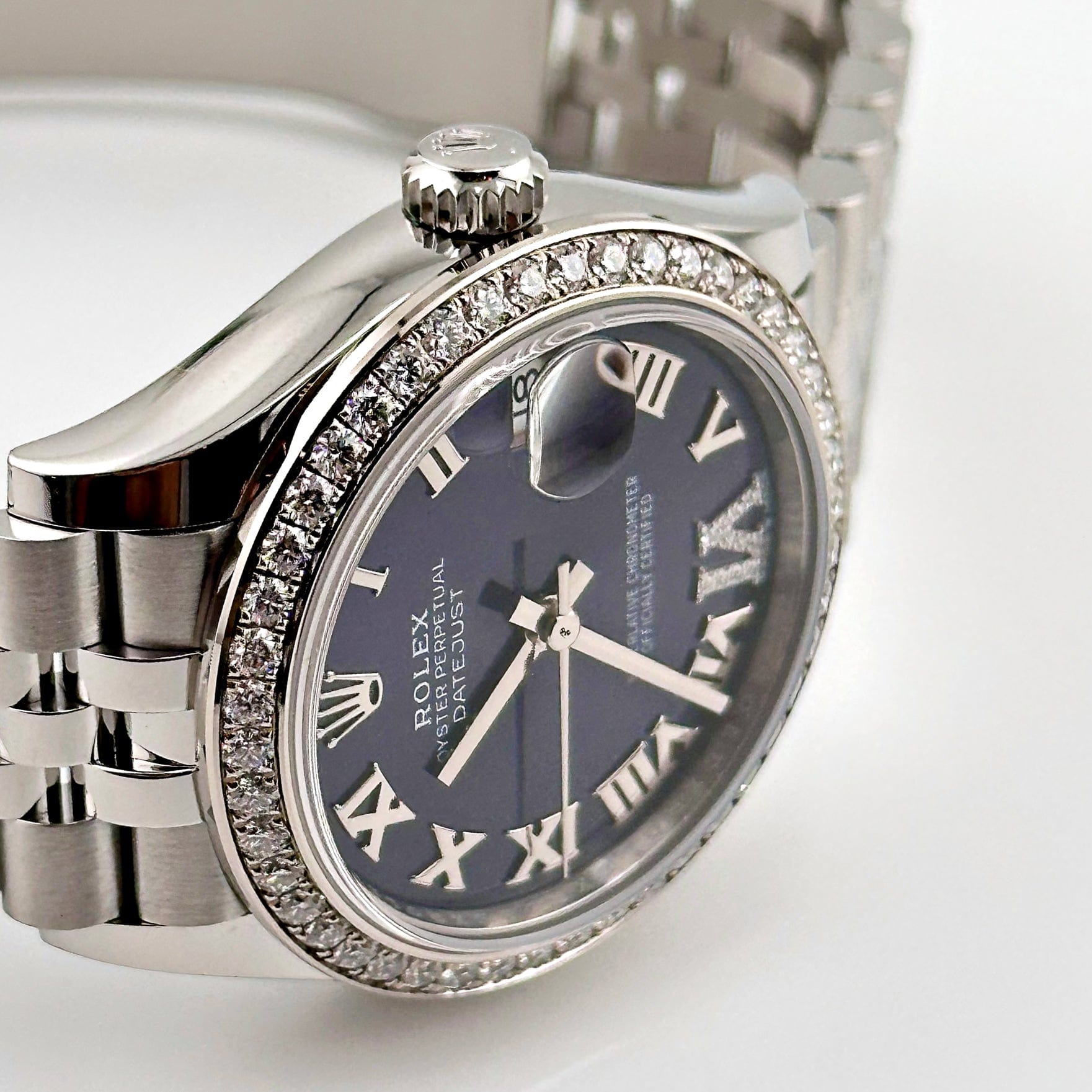 Rolex Datejust 278384RBR Stainless Steel Diamond Bezel Violet Roman Dial Jubilee