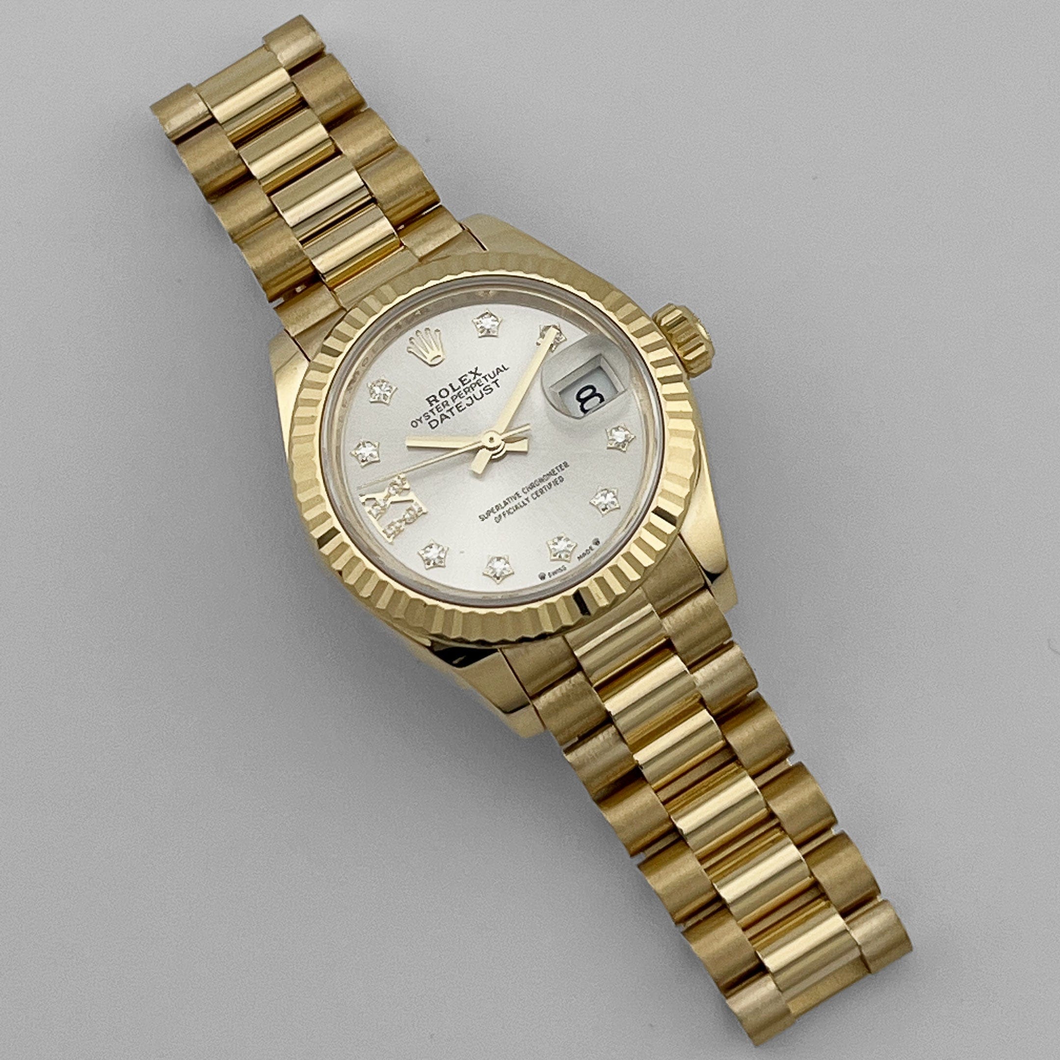 Rolex Datejust 28 279178 'Ladies' Yellow Gold Silver Diamond Dial (2021)