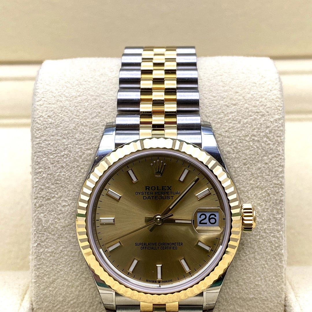Luxury Watch Rolex Datejust 31 Yellow Gold & Stainless Steel Champagne Dial 278273 Wrist Aficionado