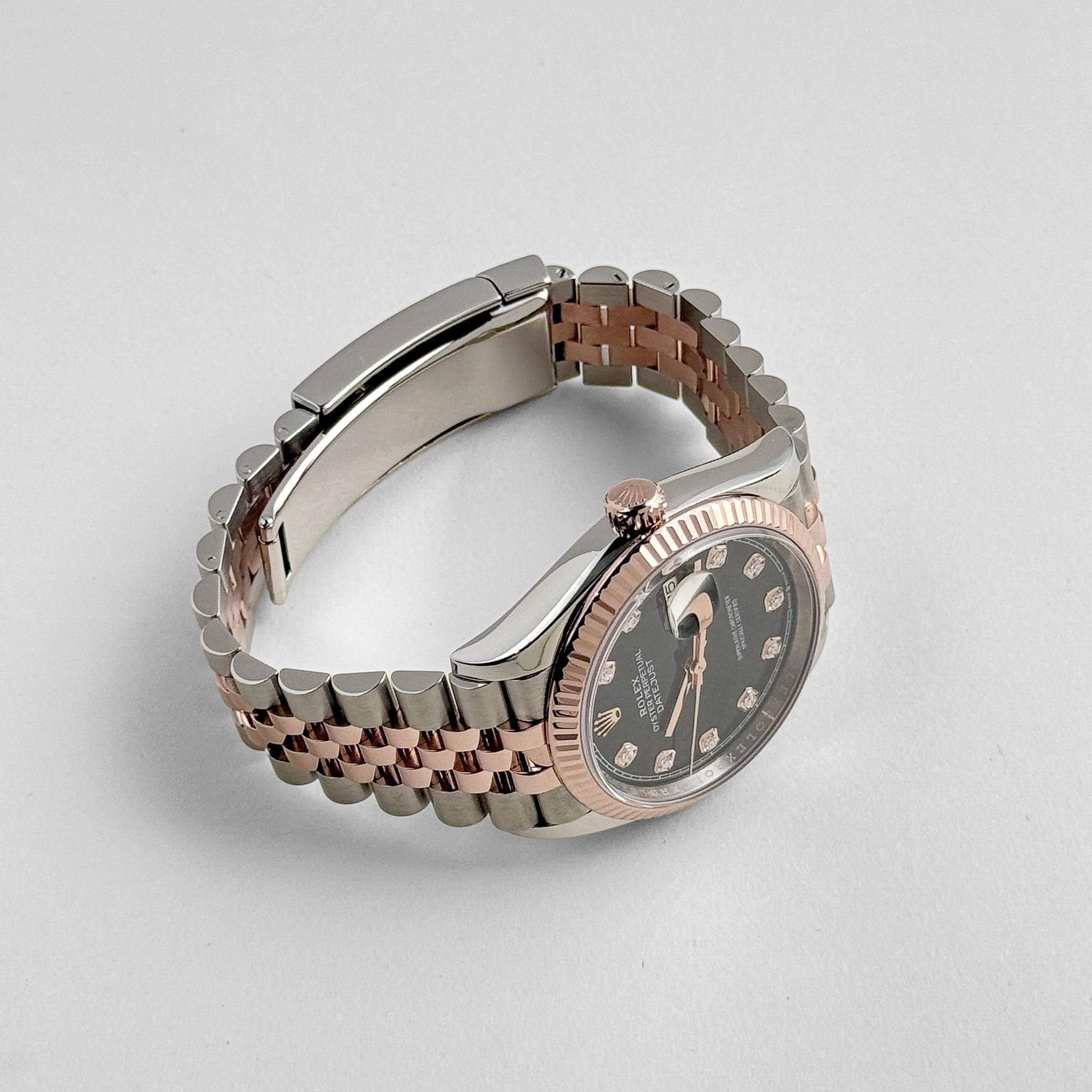 Rolex Datejust 36 126231 Rose Gold Stainless Steel Black Diamond Dial