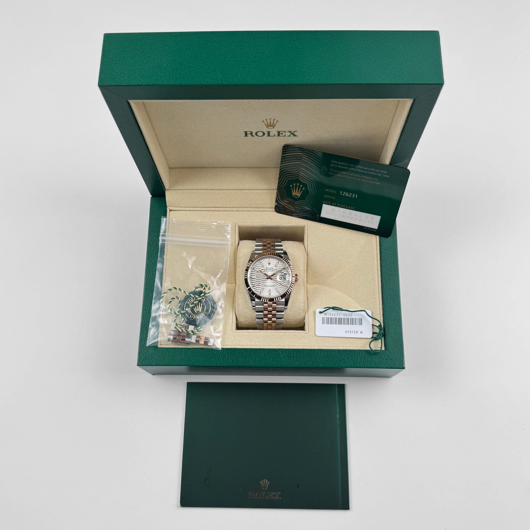 Rolex Datejust 36 126231 Rose Gold Stainless Steel Silver Fluted Motif Dial (2024)