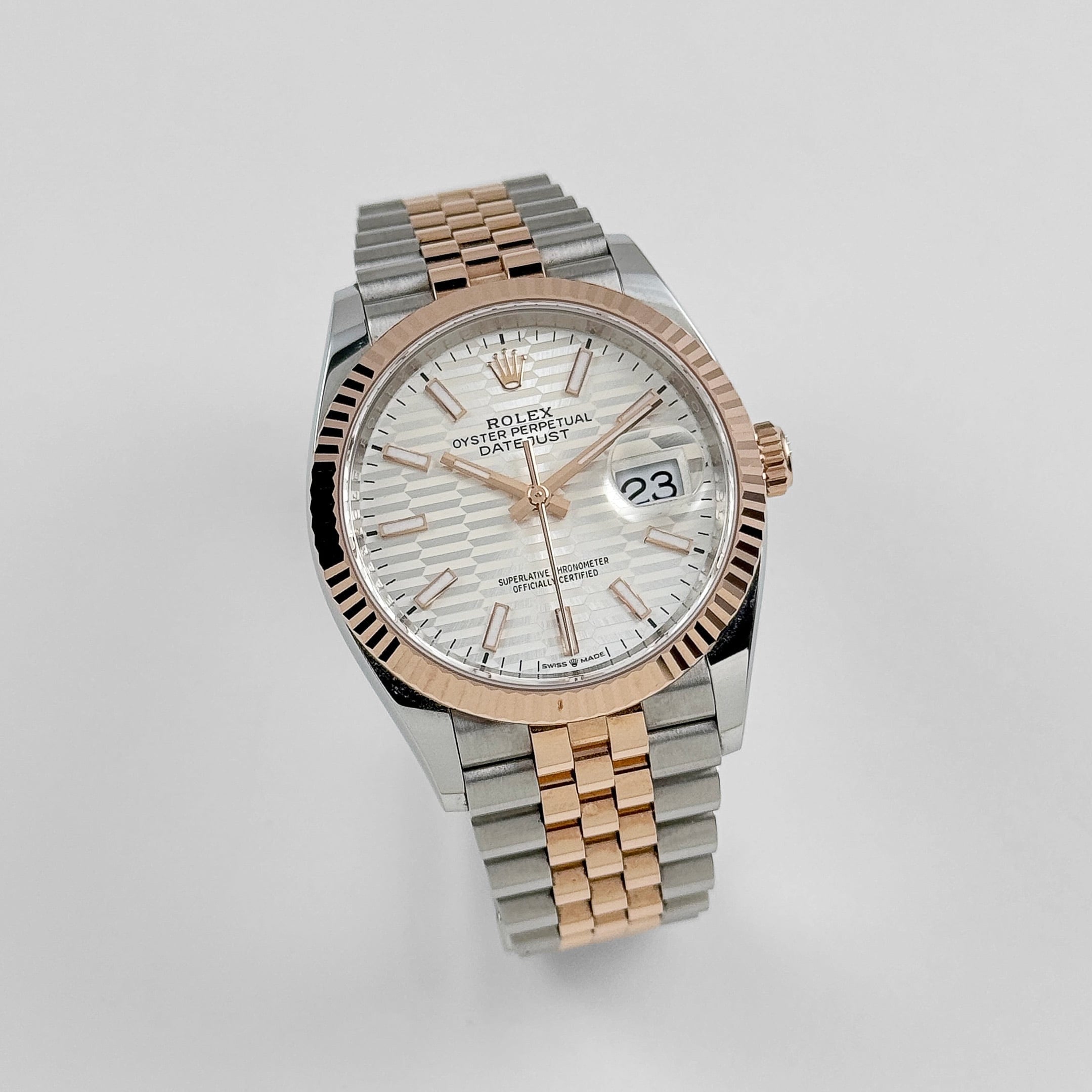 Rolex Datejust 36 126231 Rose Gold Stainless Steel Silver Fluted Motif Dial (2024)