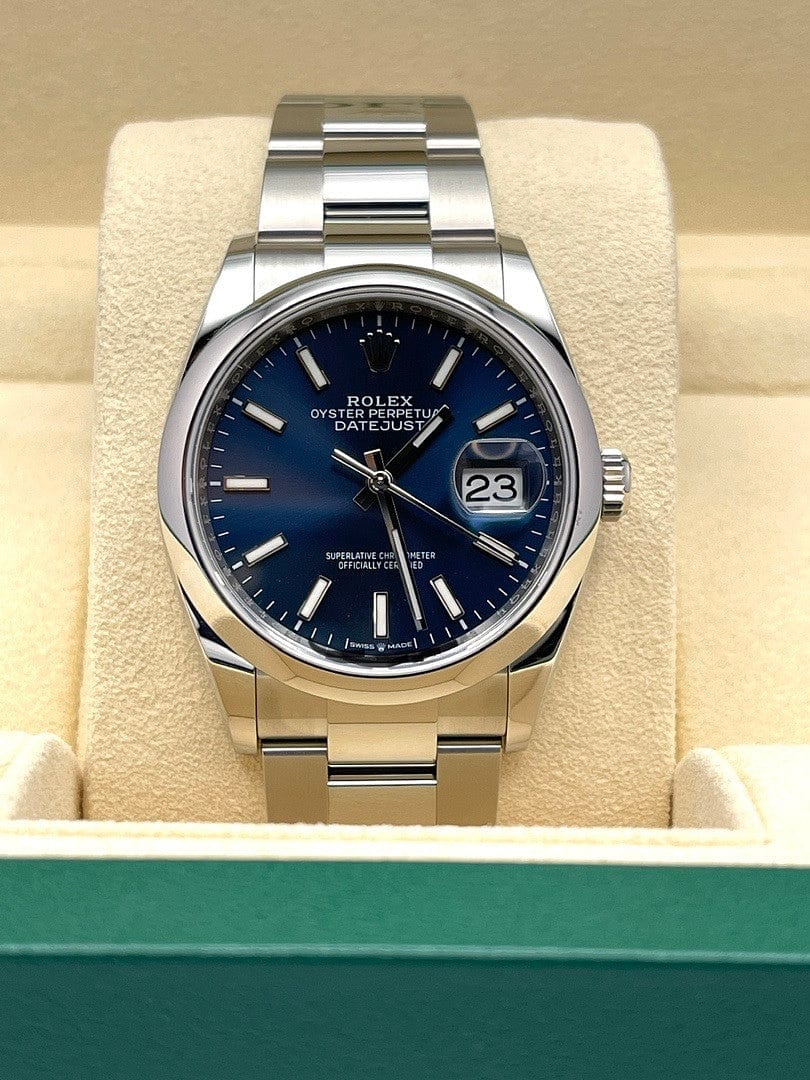 Luxury Watch Rolex Datejust 36 Stainless Steel Blue Dial 126200 Wrist Aficionado