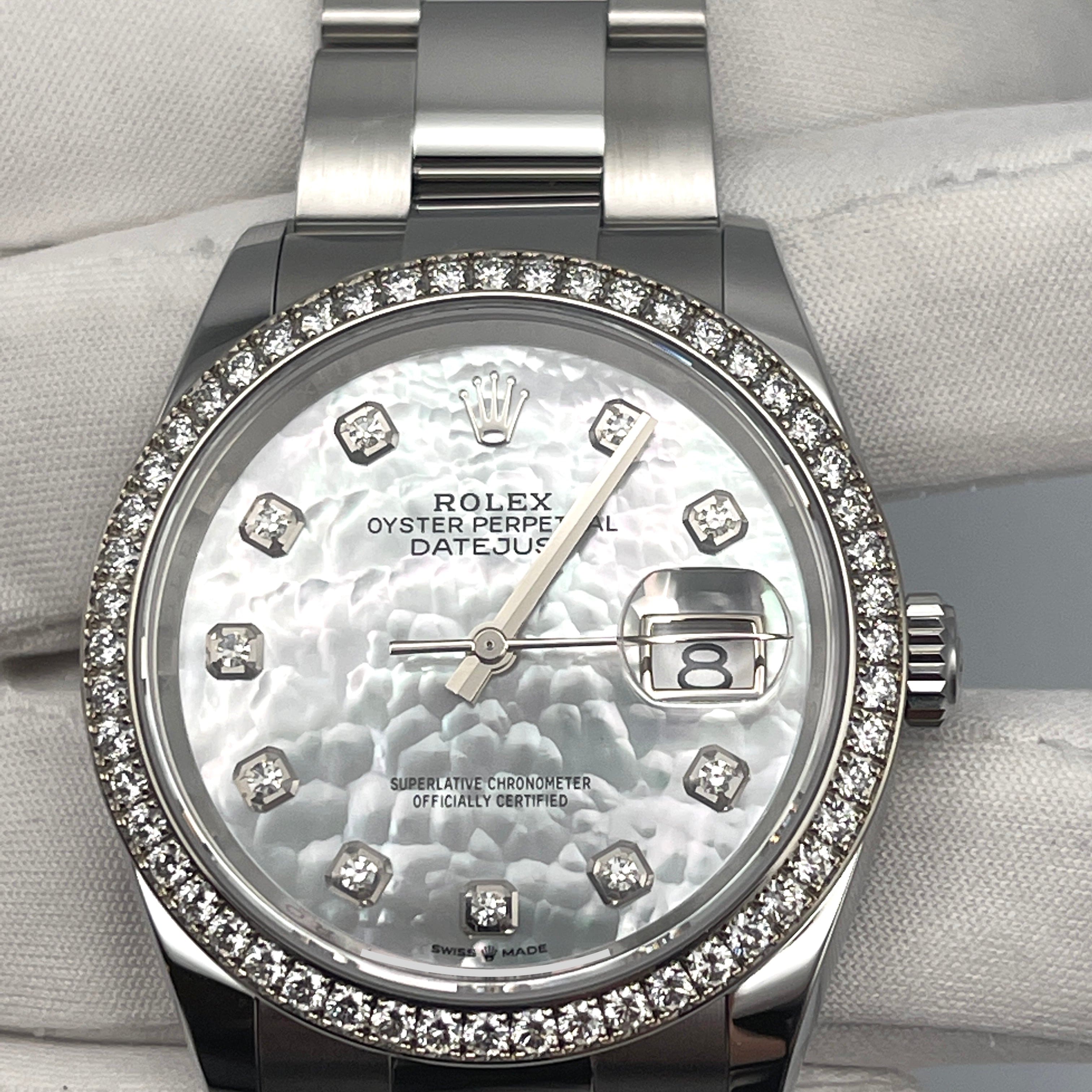 Luxury Watch Rolex Datejust 36 White Gold & Stainless Steel Mother of Pearl Dial 126284RBR Wrist Aficionado