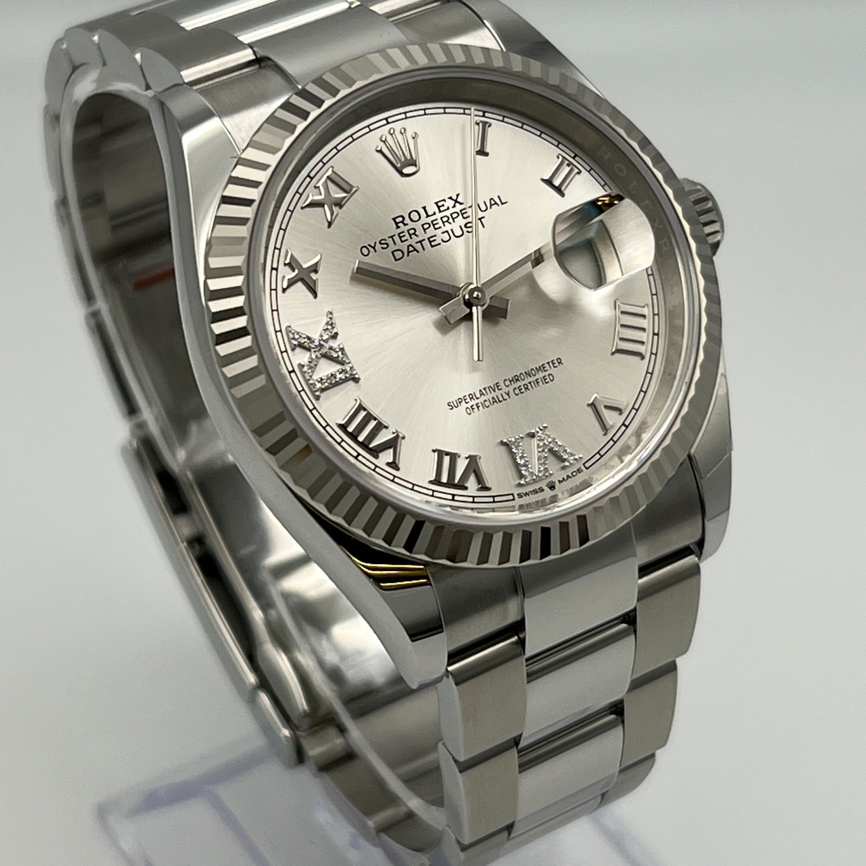 Luxury Watch Rolex Datejust 36 White Gold & Stainless Steel Silver Dial 126234 Wrist Aficionado