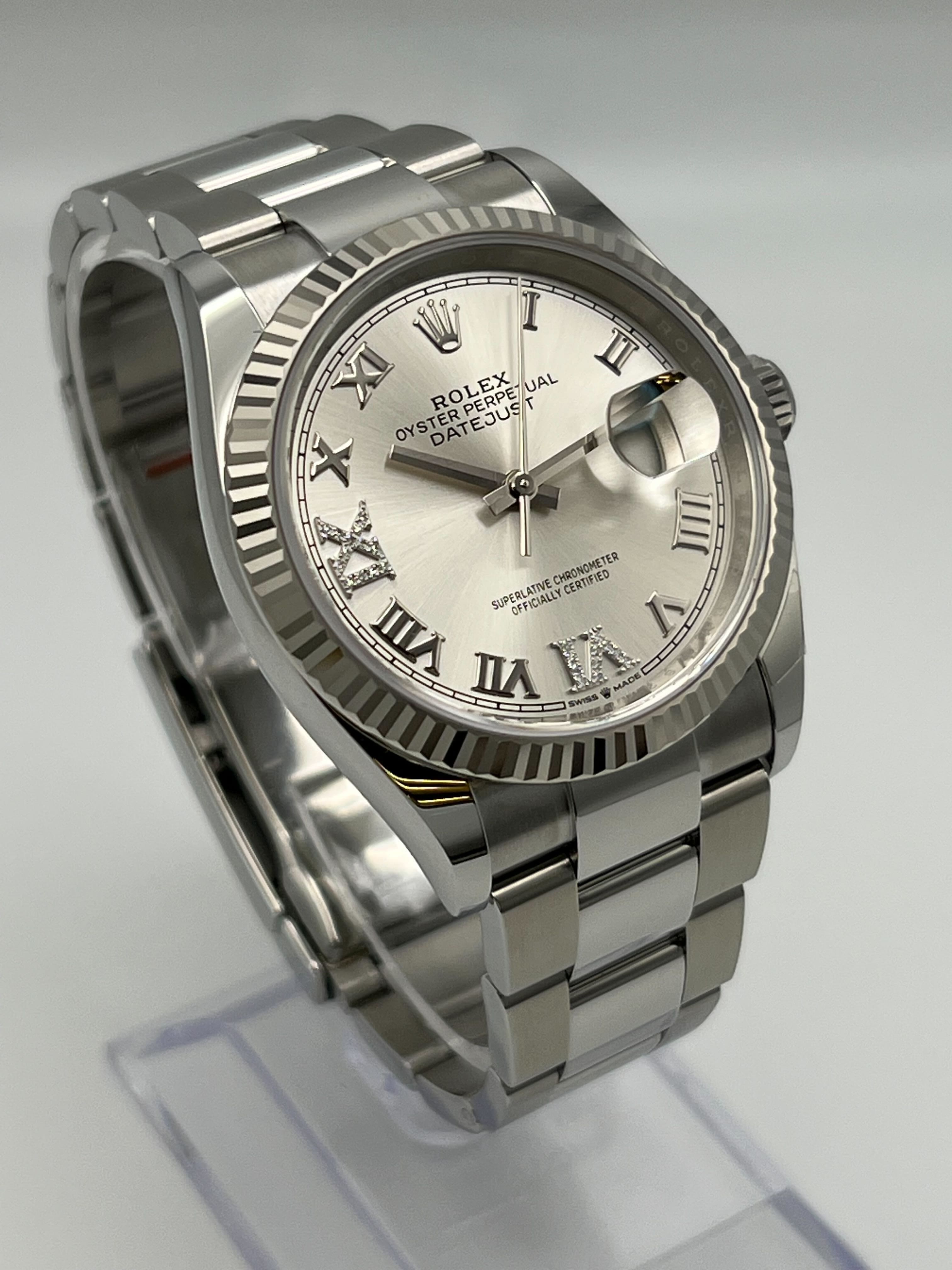 Luxury Watch Rolex Datejust 36 White Gold & Stainless Steel Silver Dial 126234 Wrist Aficionado