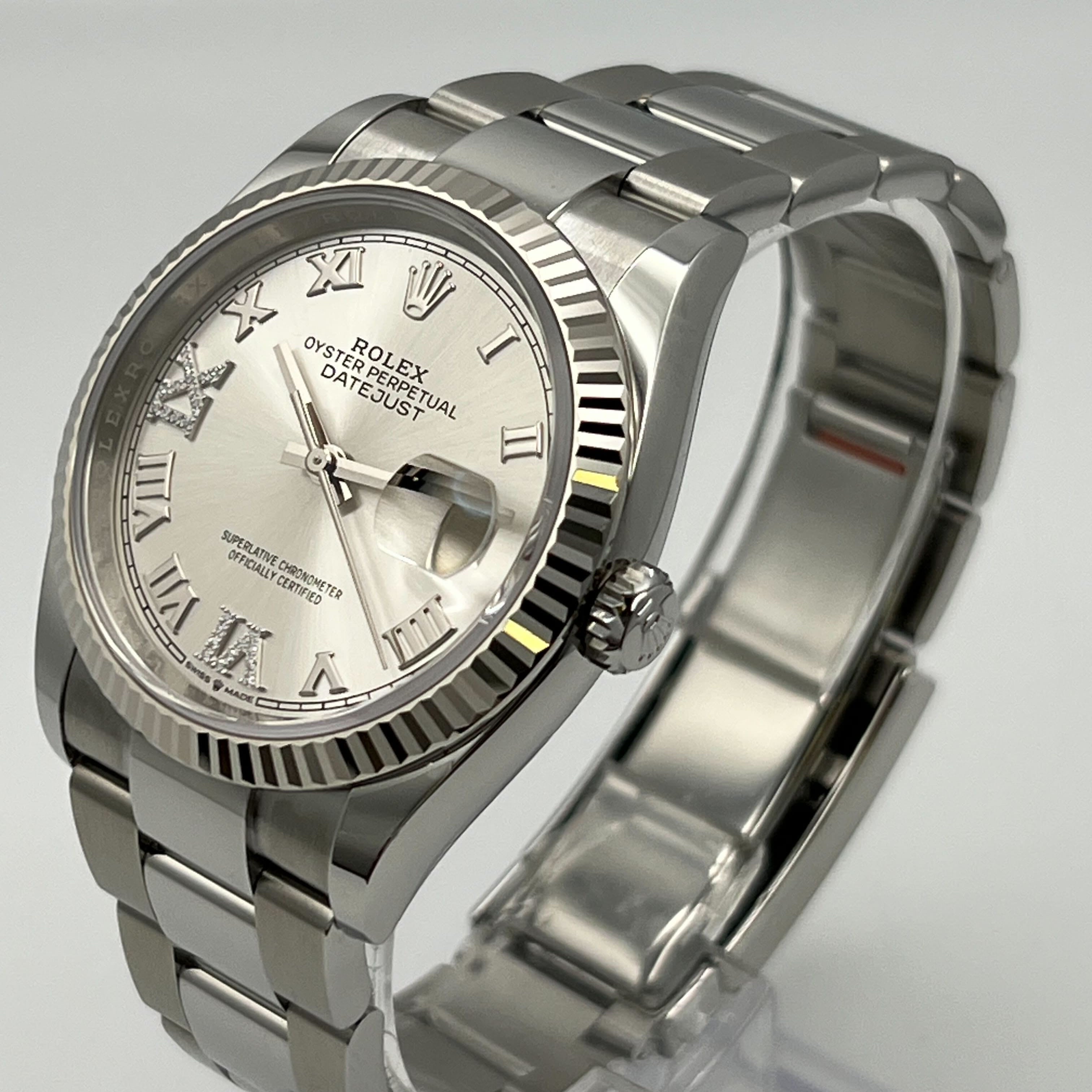 Luxury Watch Rolex Datejust 36 White Gold & Stainless Steel Silver Dial 126234 Wrist Aficionado