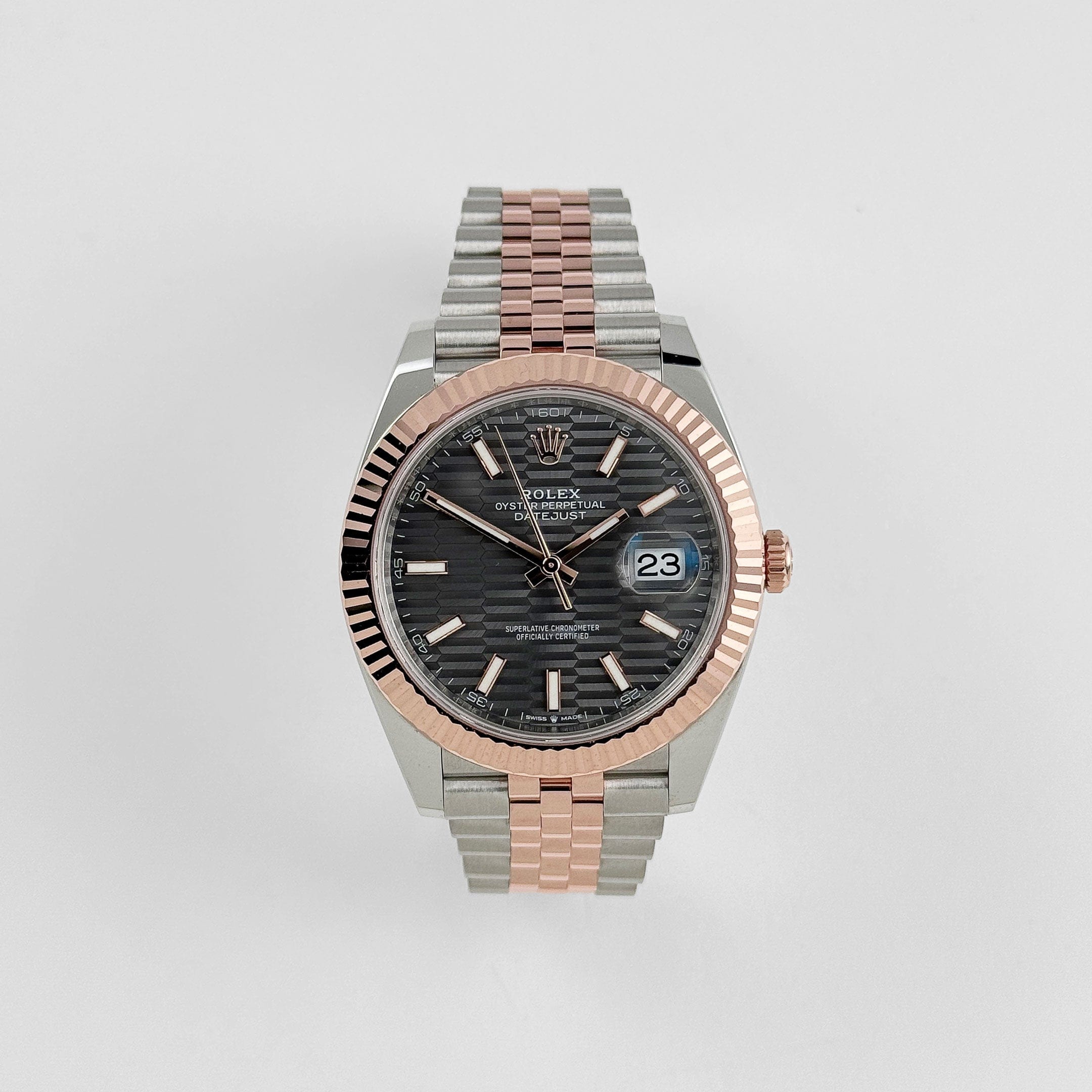 Rolex Datejust 41 126331 Rose Gold Stainless Steel Grey Motif Dial Jubilee