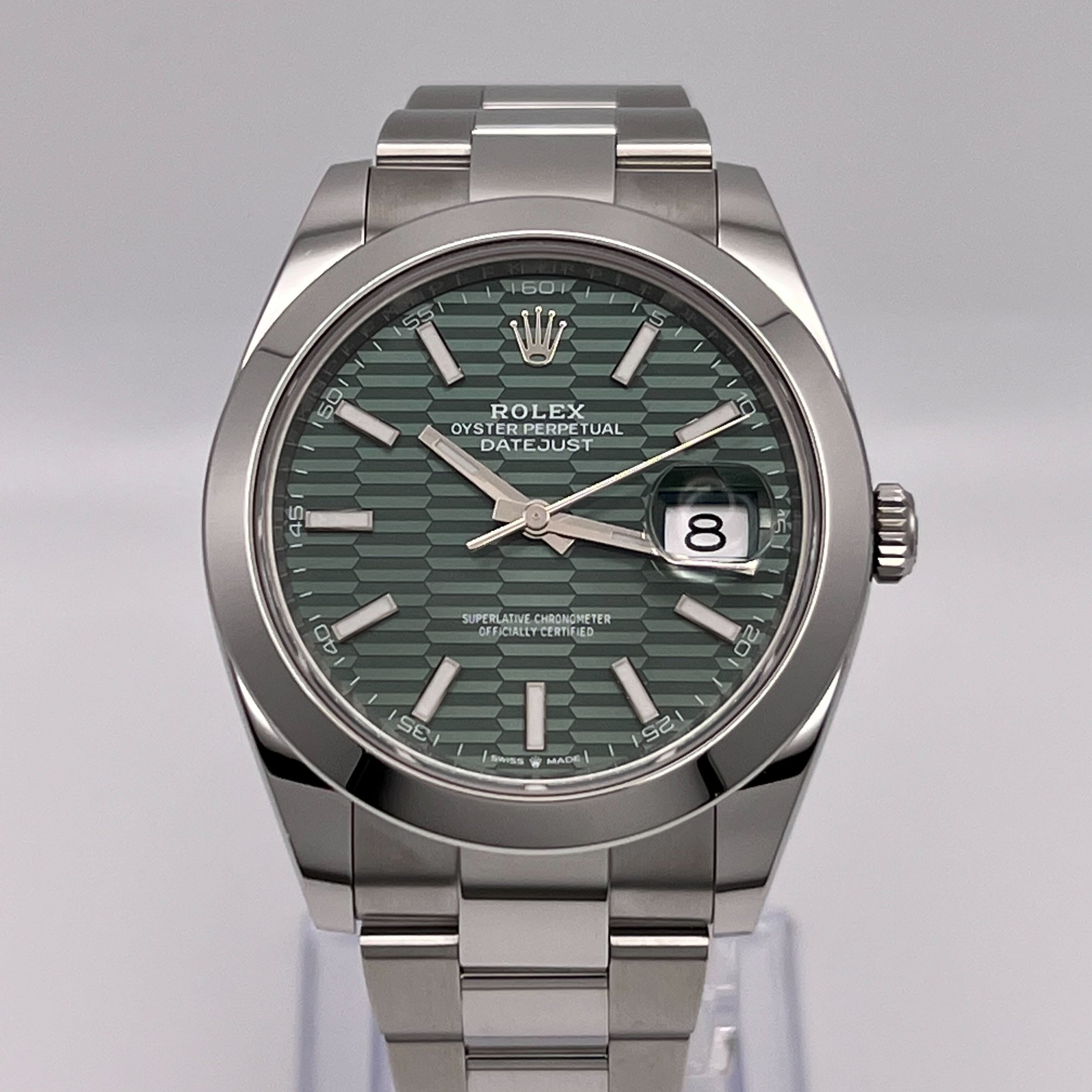 Rolex Datejust 41 Mint Green Fluted-Motif Dial Steel Oyster Bracelet 126300 Wrist Aficionado