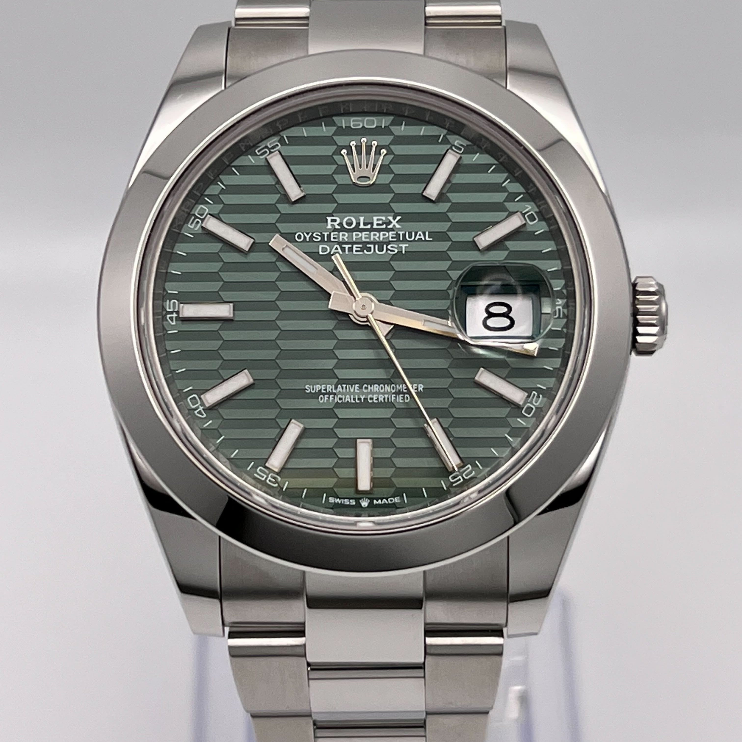 Rolex Datejust 41 Mint Green Fluted-Motif Dial Steel Oyster Bracelet 126300 Wrist Aficionado