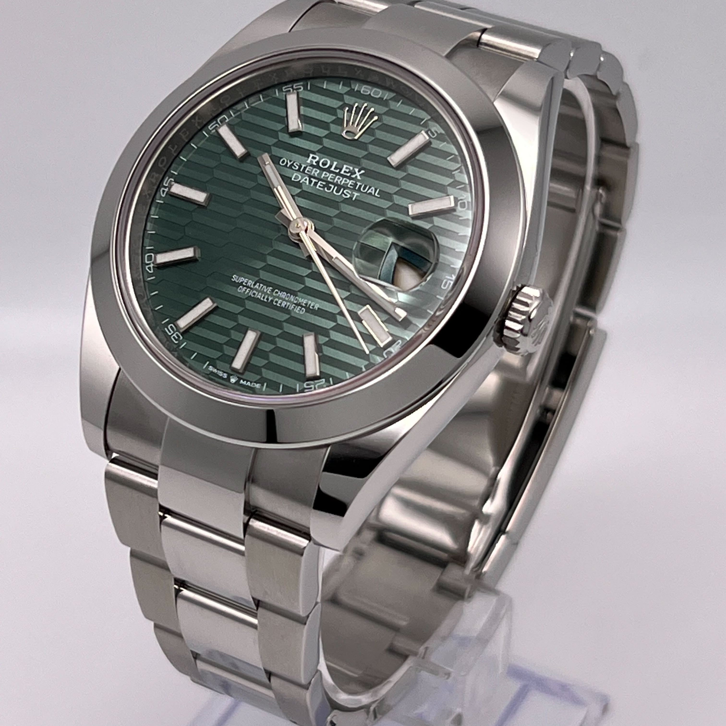 Rolex Datejust 41 Mint Green Fluted-Motif Dial Steel Oyster Bracelet 126300 Wrist Aficionado