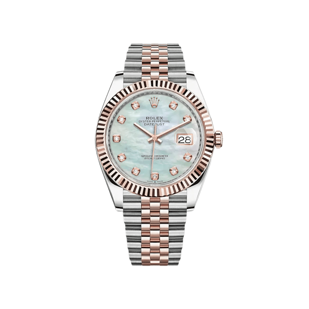 Luxury Watch Rolex Datejust 41 Rose Gold & Steel MOP Diamond Dial Jubilee 126331 Wrist Aficionado