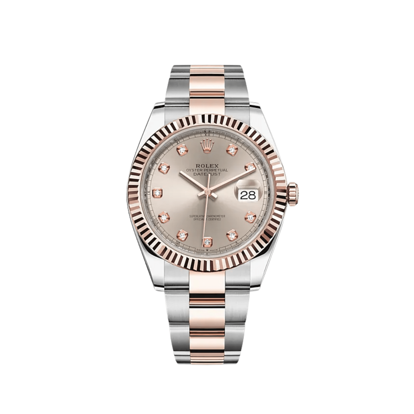 Luxury Watch Rolex Datejust 41 Rose Gold & Steel Sundust Diamond Dial 126331 Wrist Aficionado