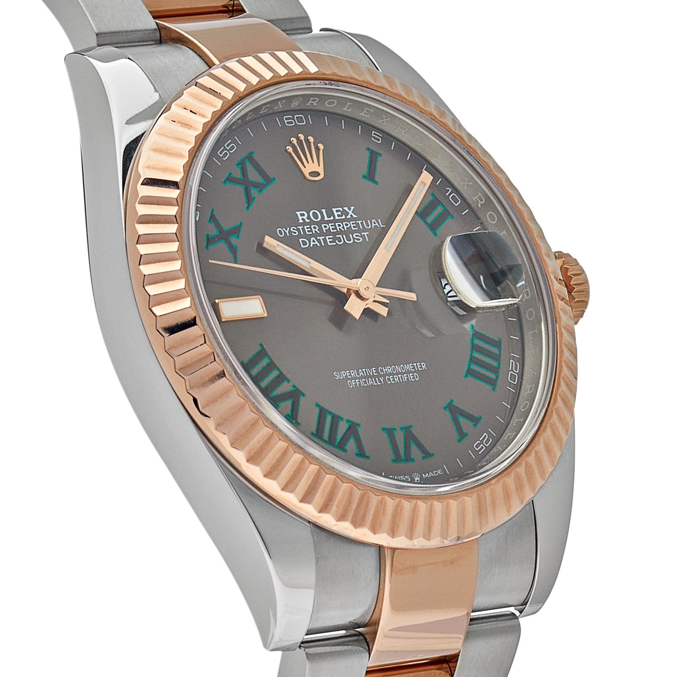 Luxury Watch Rolex Datejust 41 Rose Gold & Steel Wimbledon Dial 126331 Wrist Aficionado