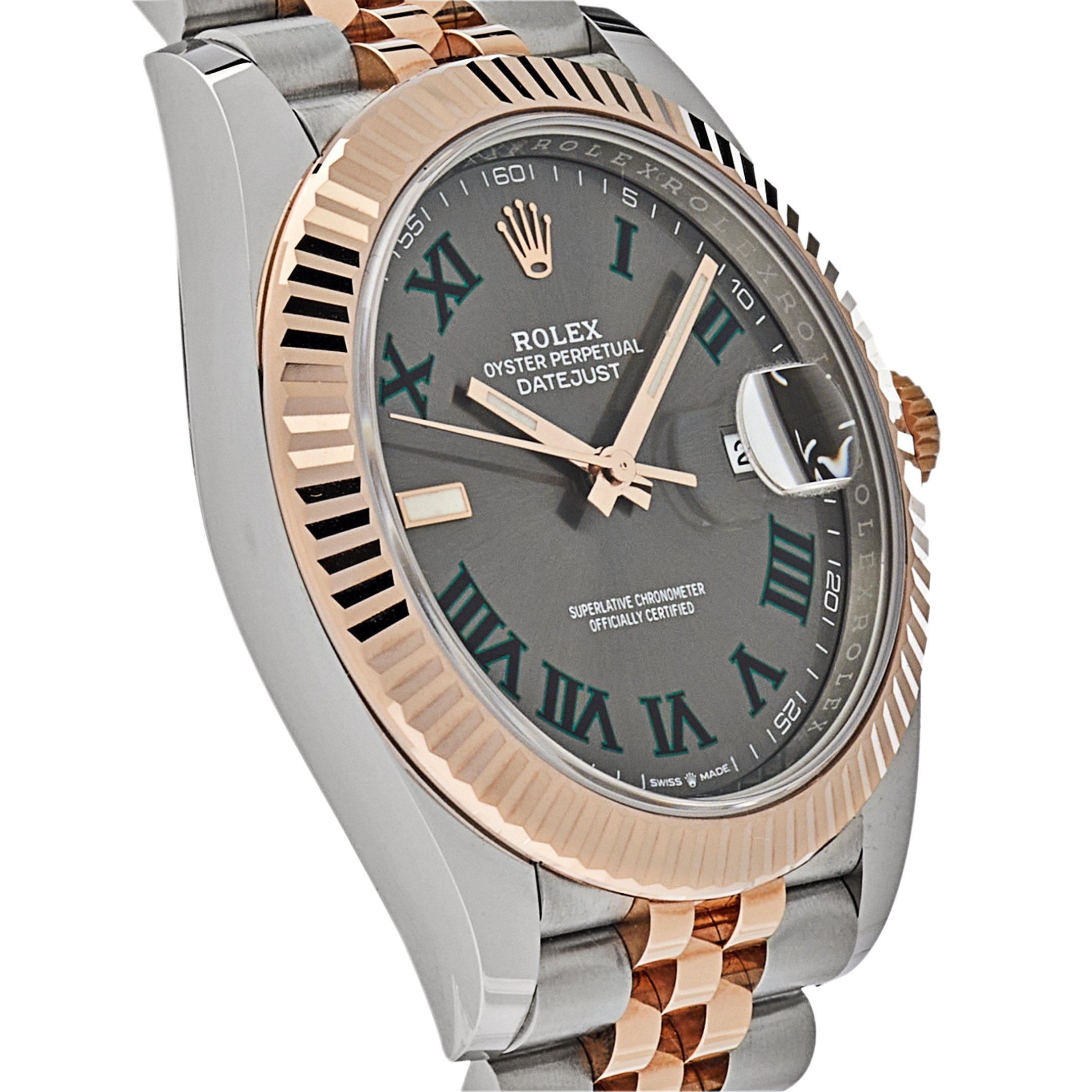 Luxury Watch Rolex Datejust 41 Rose Gold & Steel Wimbledon Dial Jubilee 126331 Wrist Aficionado