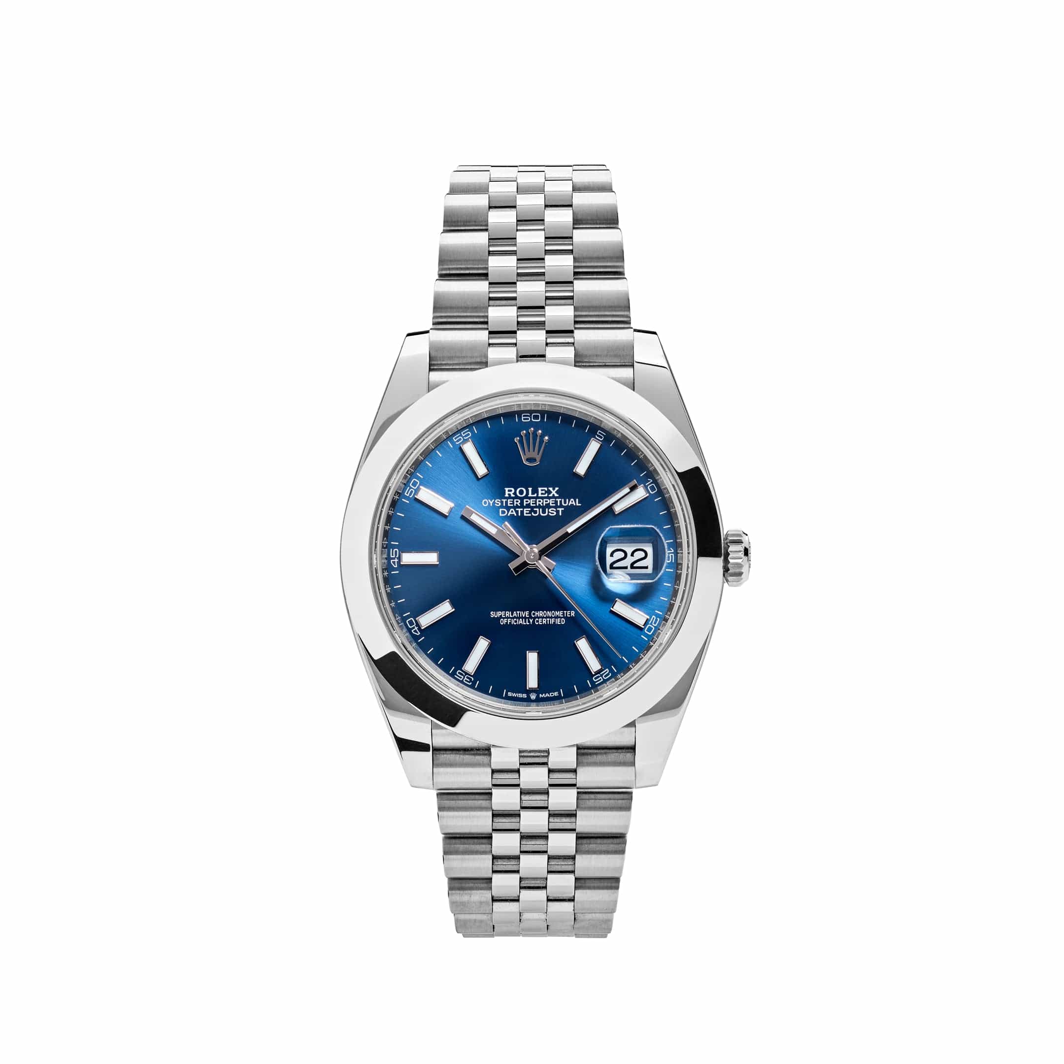 Luxury Watch Rolex Datejust 41 Stainless Steel Blue Dial Jubilee 126300 Wrist Aficionado