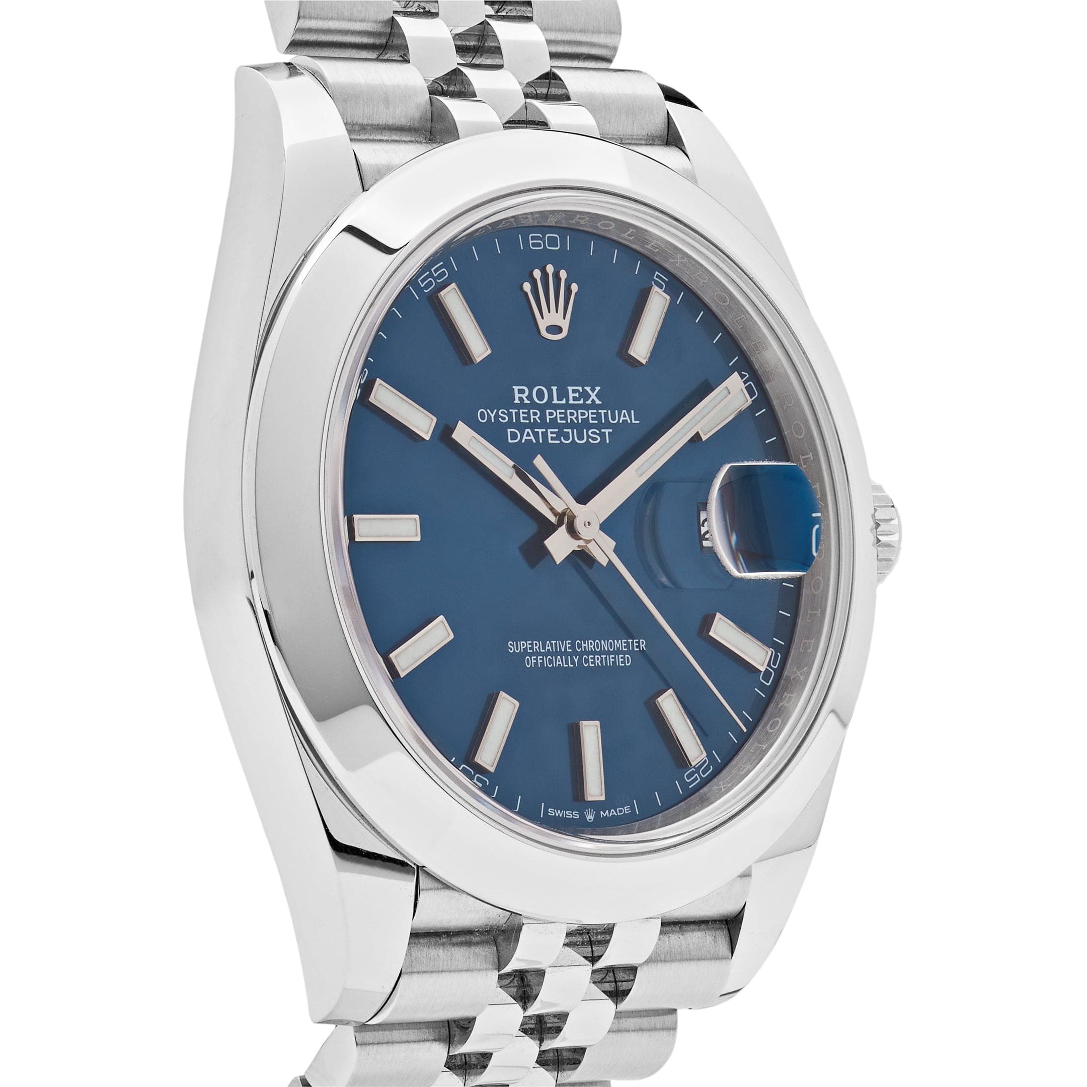 Luxury Watch Rolex Datejust 41 Stainless Steel Blue Dial Jubilee 126300 Wrist Aficionado