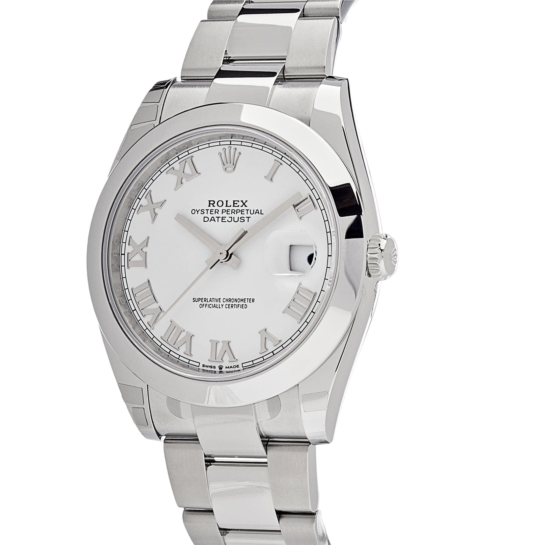 Luxury Watch Rolex Datejust 41 Stainless Steel White Roman Dial 126300 Wrist Aficionado