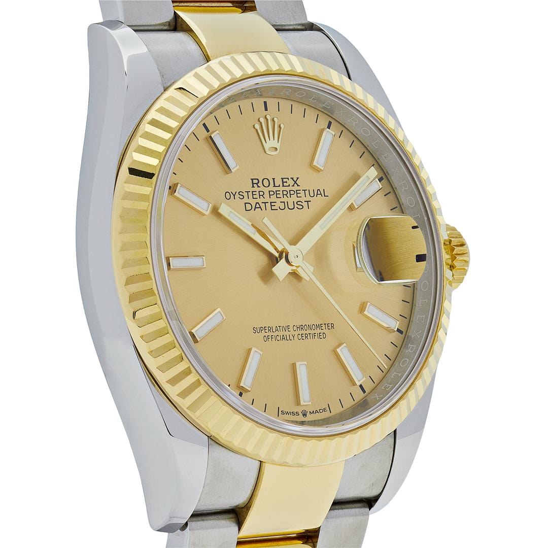 Luxury Watch Rolex Datejust 41 Stainless Steel & Yellow Gold Champagne Dial 126333 (2018) Wrist Aficionado