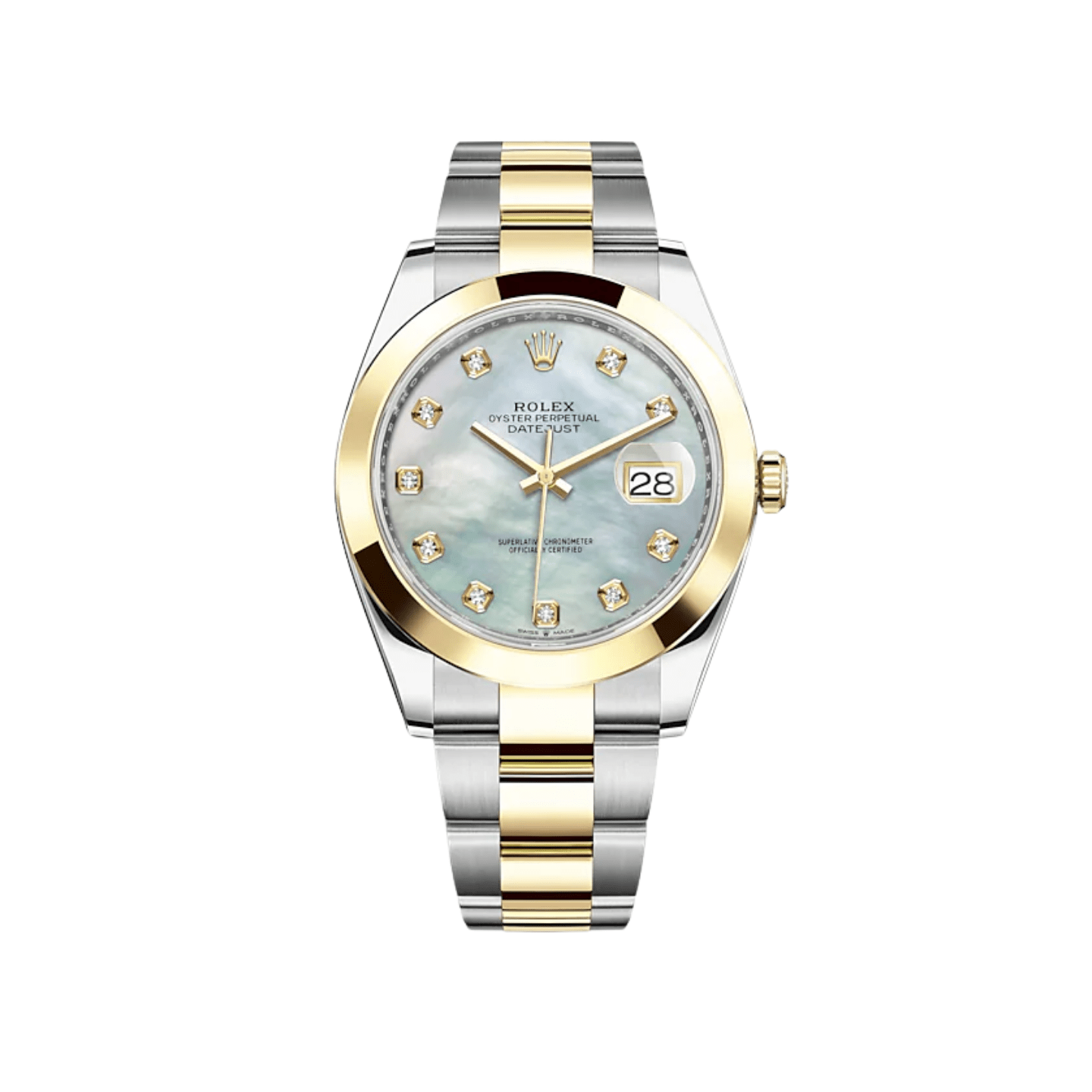 Luxury Watch Rolex Datejust 41 Yellow Gold & Stainless Steel MOP Diamond Dial 126303 Wrist Aficionado