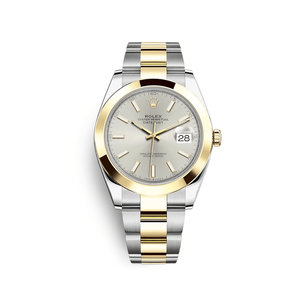 Luxury Watch Rolex Datejust 41 Yellow Gold & Stainless Steel Silver Dial 126303 Wrist Aficionado