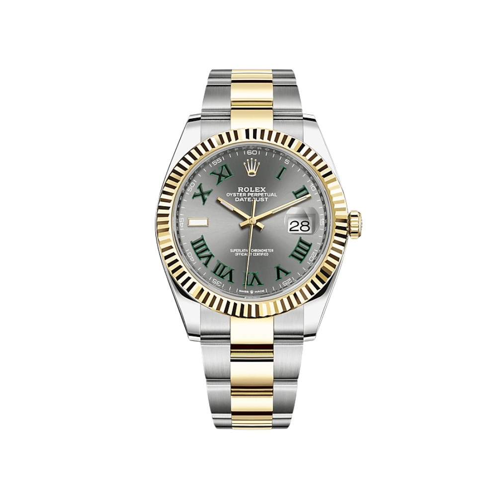 Luxury Watch Rolex Datejust 41 Yellow Gold & Stainless Steel Slate/Green Roman Dial 126333 Wrist Aficionado