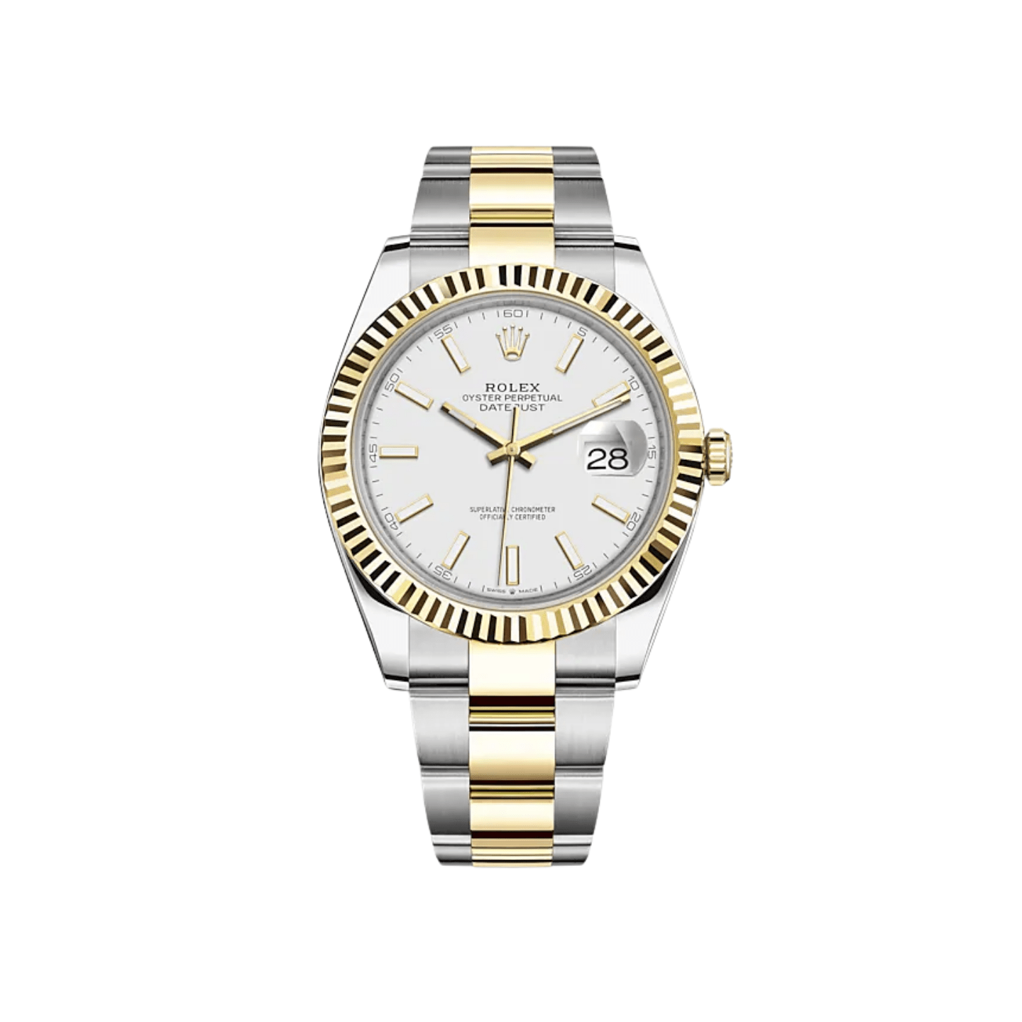 Luxury Watch Rolex Datejust 41 Yellow Gold & Stainless Steel White Dial 126333 Wrist Aficionado