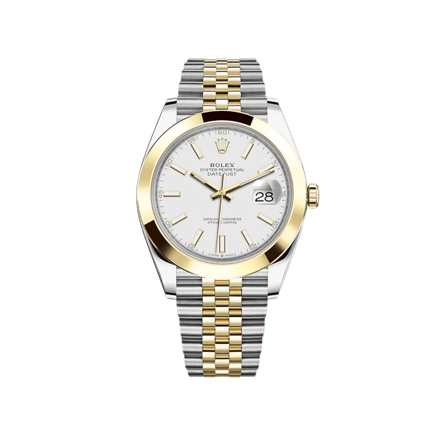 Luxury Watch Rolex Datejust 41 Yellow Gold & Stainless Steel White Dial Jubilee 126303 Wrist Aficionado