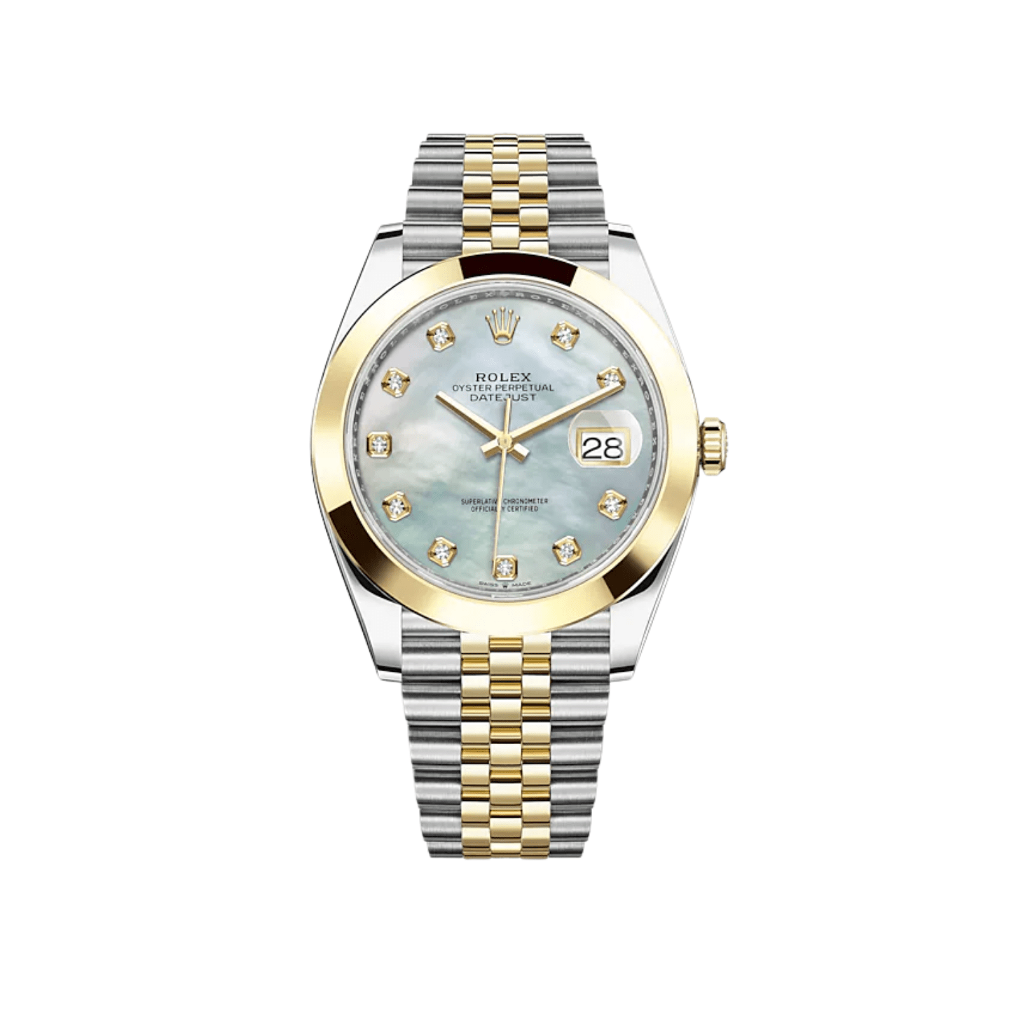 Luxury Watch Rolex Datejust 41 Yellow Gold & Steel MOP Diamond Dial Jubilee 126303 Wrist Aficionado