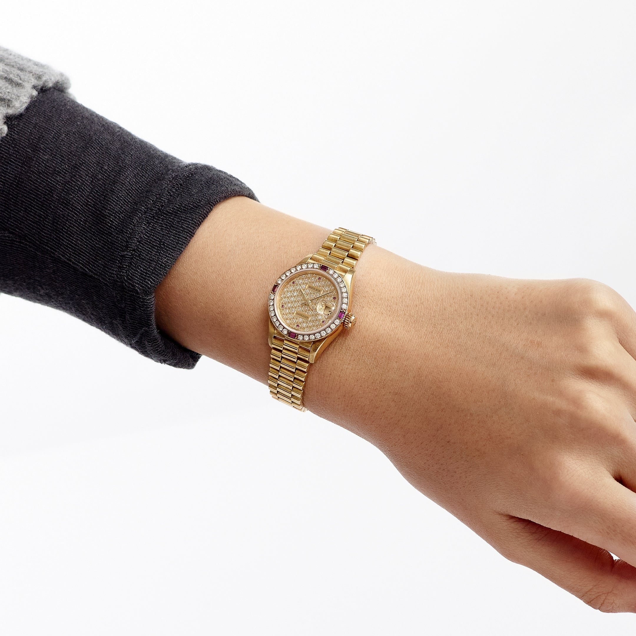 Rolex Datejust 79068 'Ladies' Yellow Gold Diamond Ruby Dial and Bezel (1995)