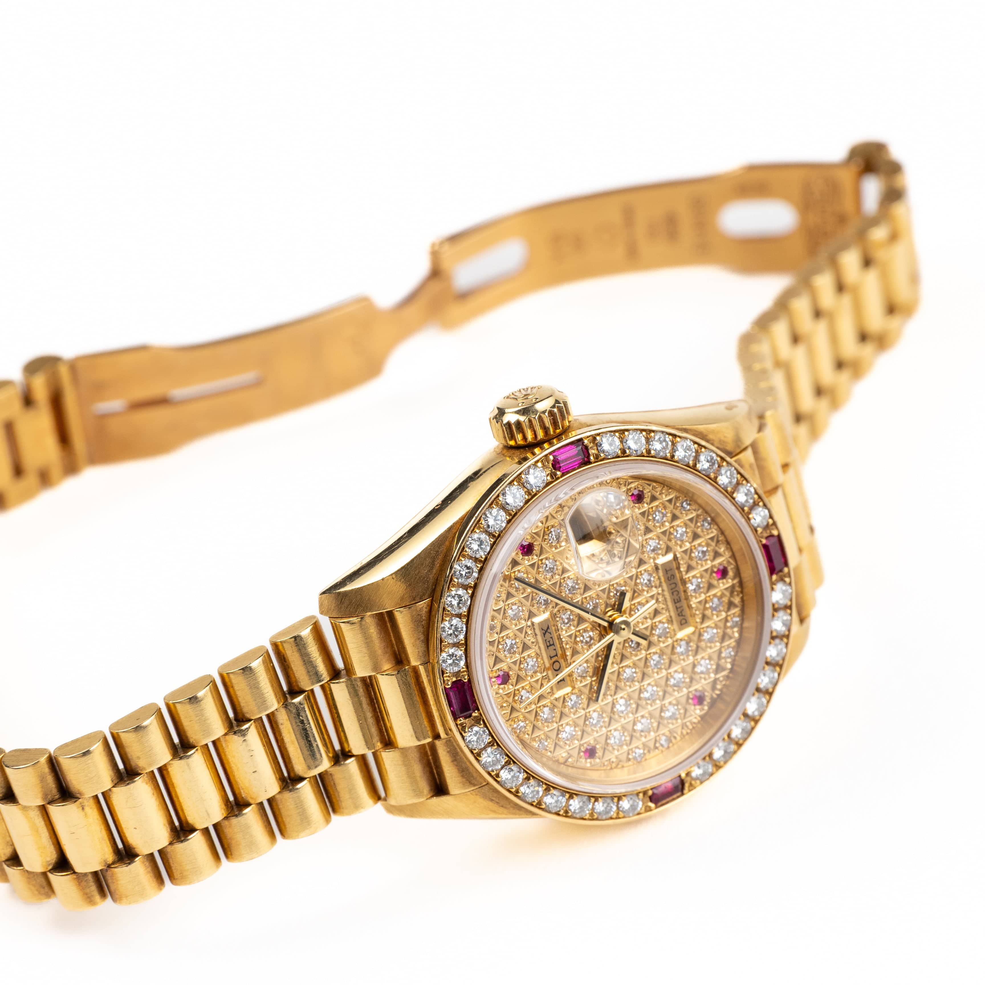 Rolex Datejust 79068 'Ladies' Yellow Gold Diamond Ruby Dial and Bezel (1995)