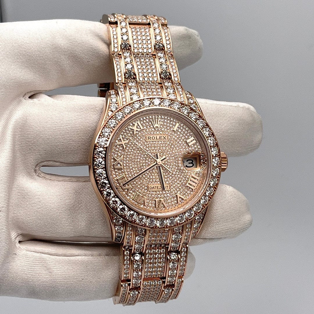 Luxury Watch Rolex Datejust Pearlmaster 39 Diamond Paved 86405RBR Wrist Aficionado