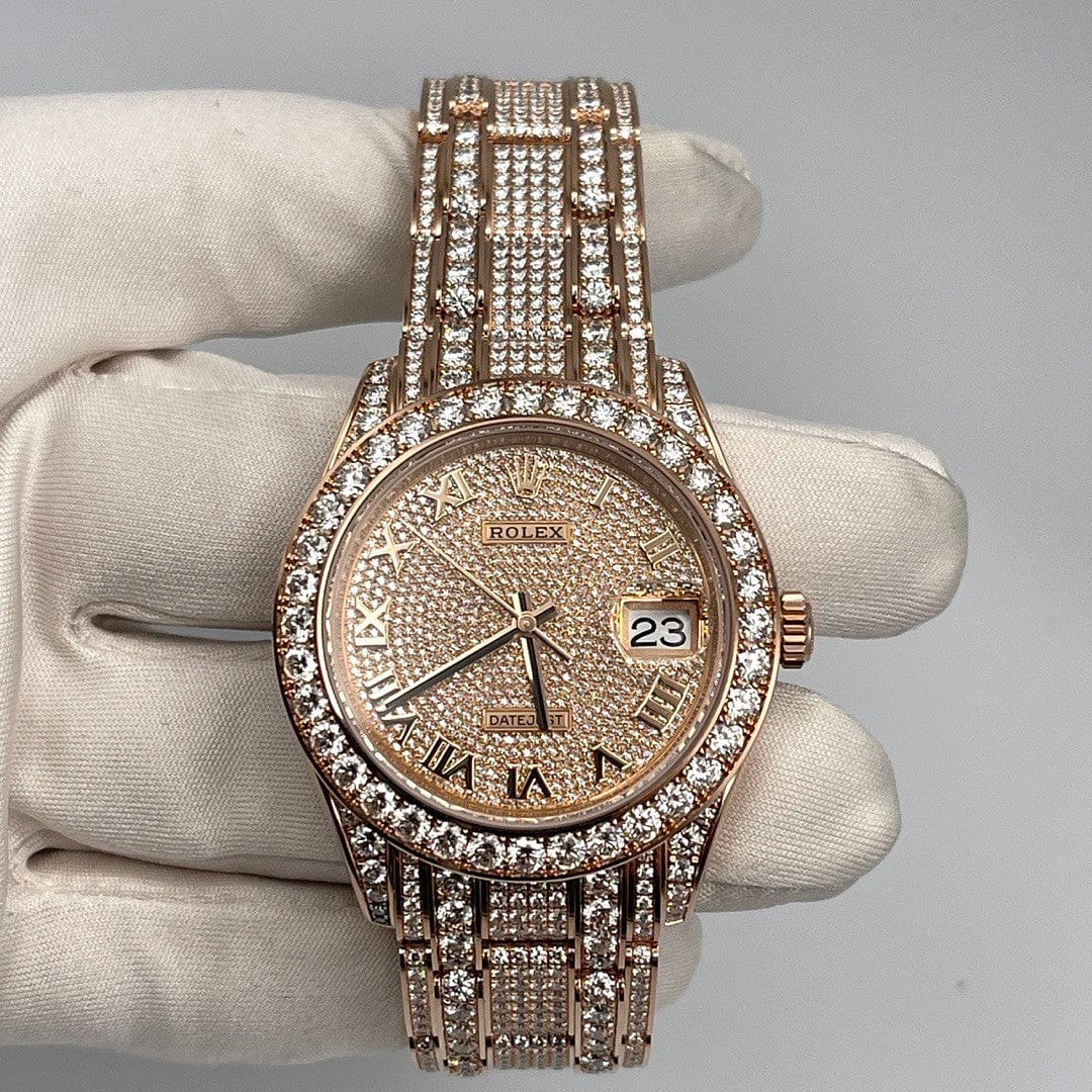 Luxury Watch Rolex Datejust Pearlmaster 39 Diamond Paved 86405RBR Wrist Aficionado