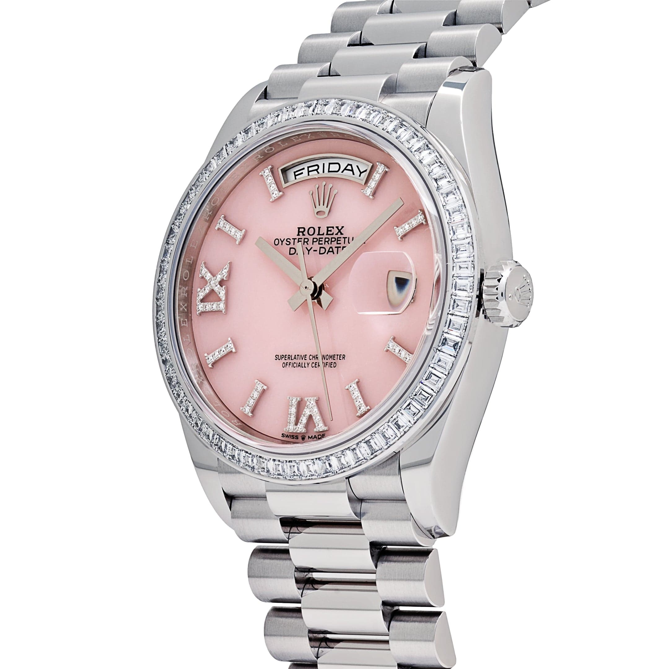 Rolex Day-Date 128396TBR Platinum Pink Opal Diamond Dial and Bezel (2023)