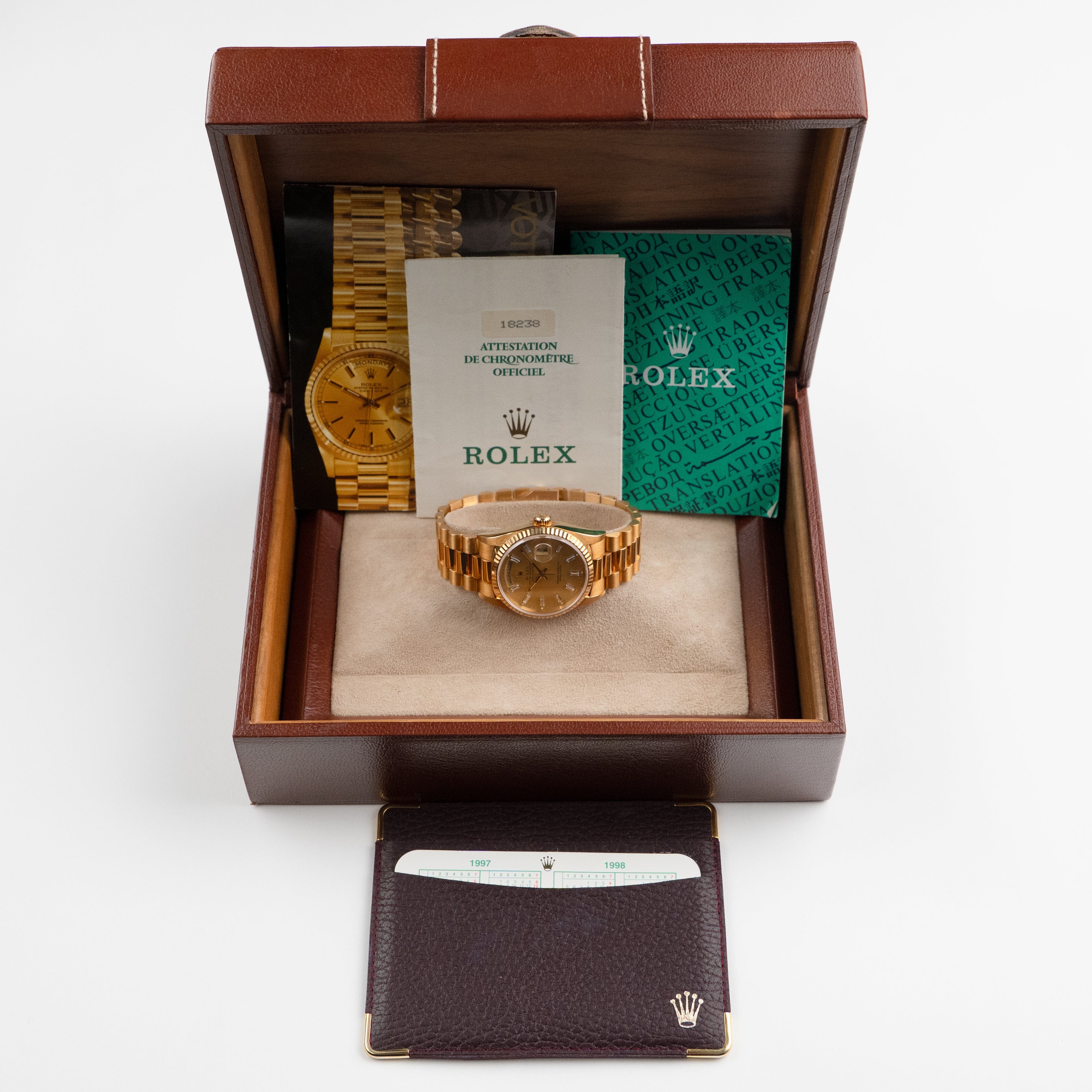 Rolex Day-Date 18238 Yellow Gold Champagne Diamond Baguette Dial (1991)