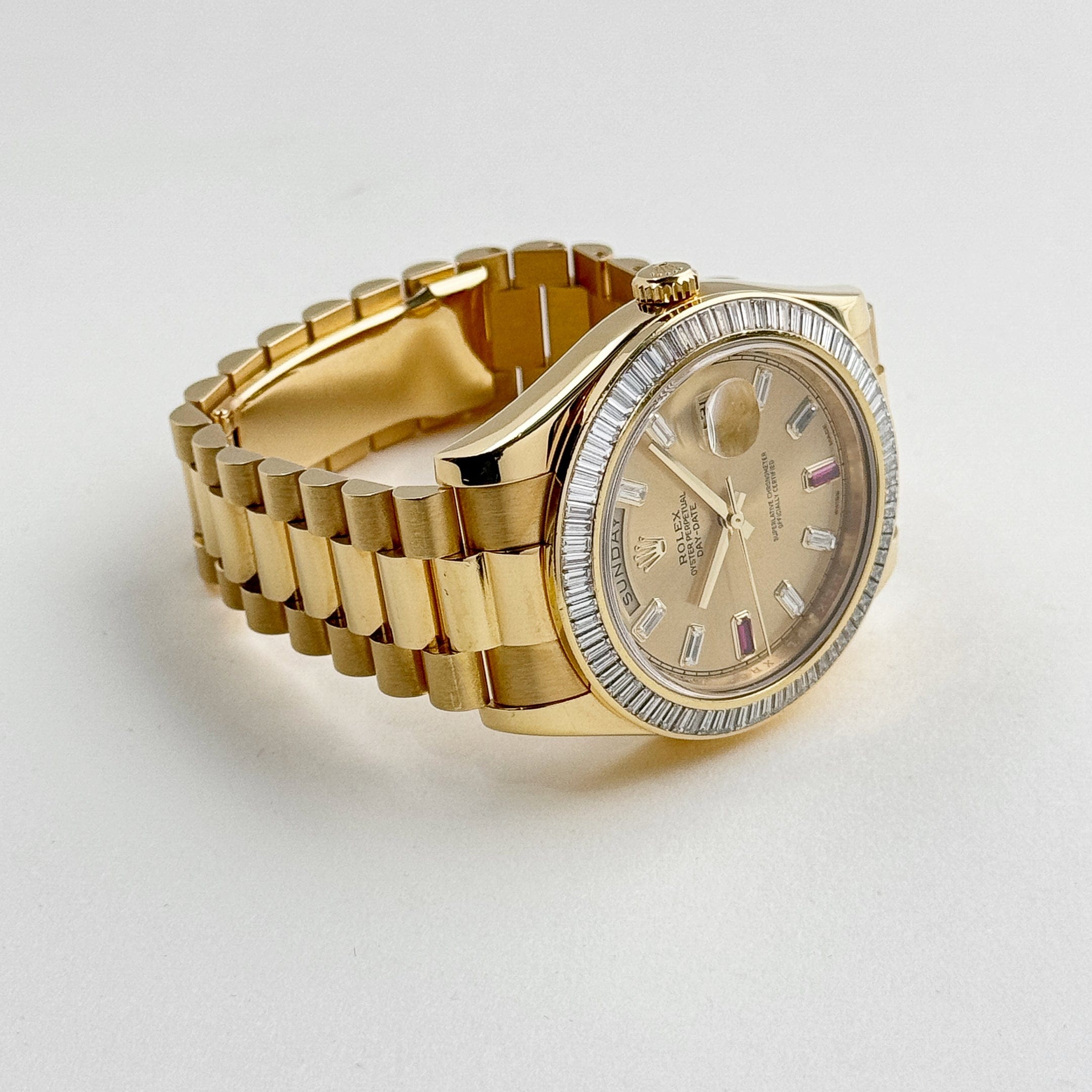 Rolex Day-Date 218398 Yellow Gold Champagne Dial Diamond Bezel (2010)
