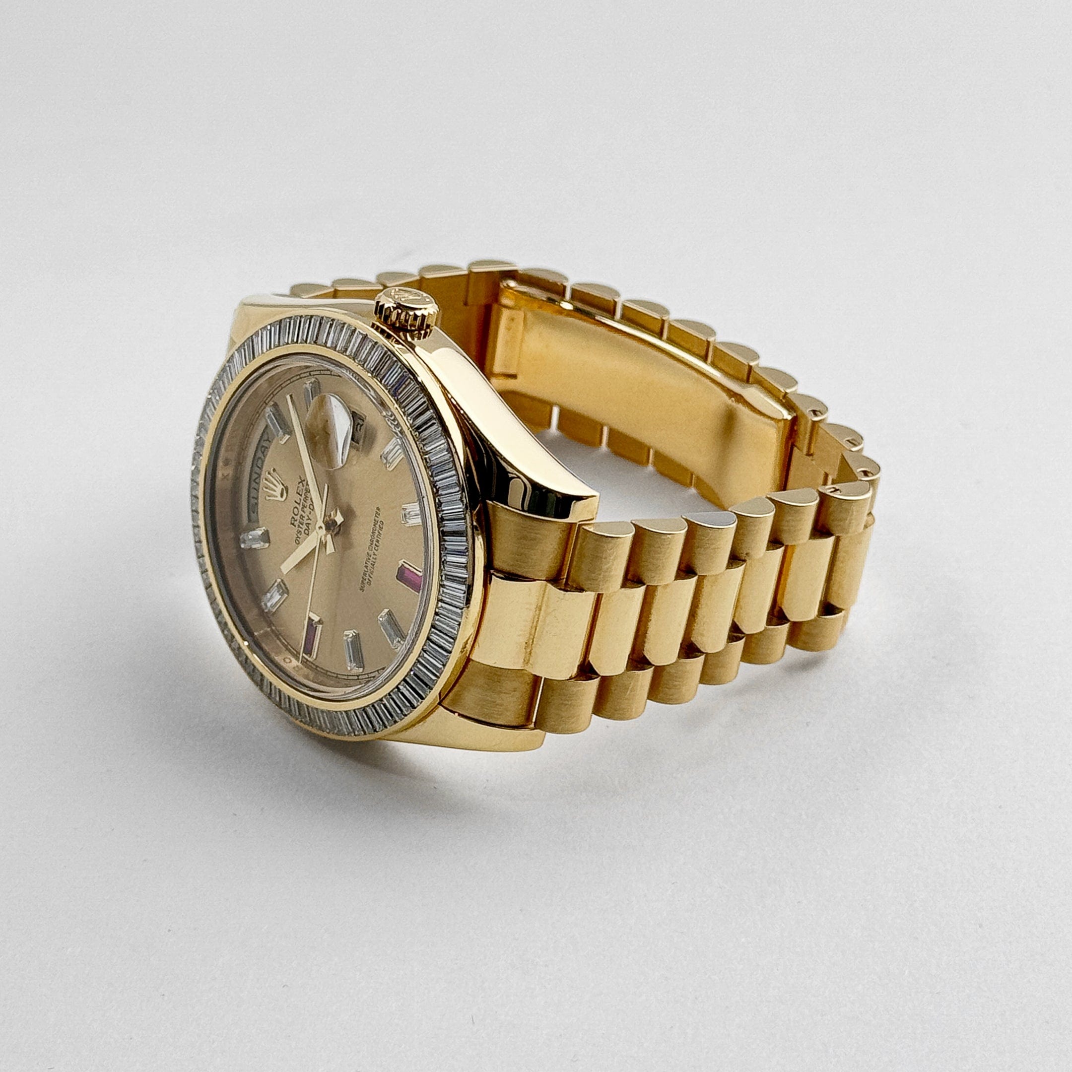 Rolex Day-Date 218398 Yellow Gold Champagne Dial Diamond Bezel (2010)