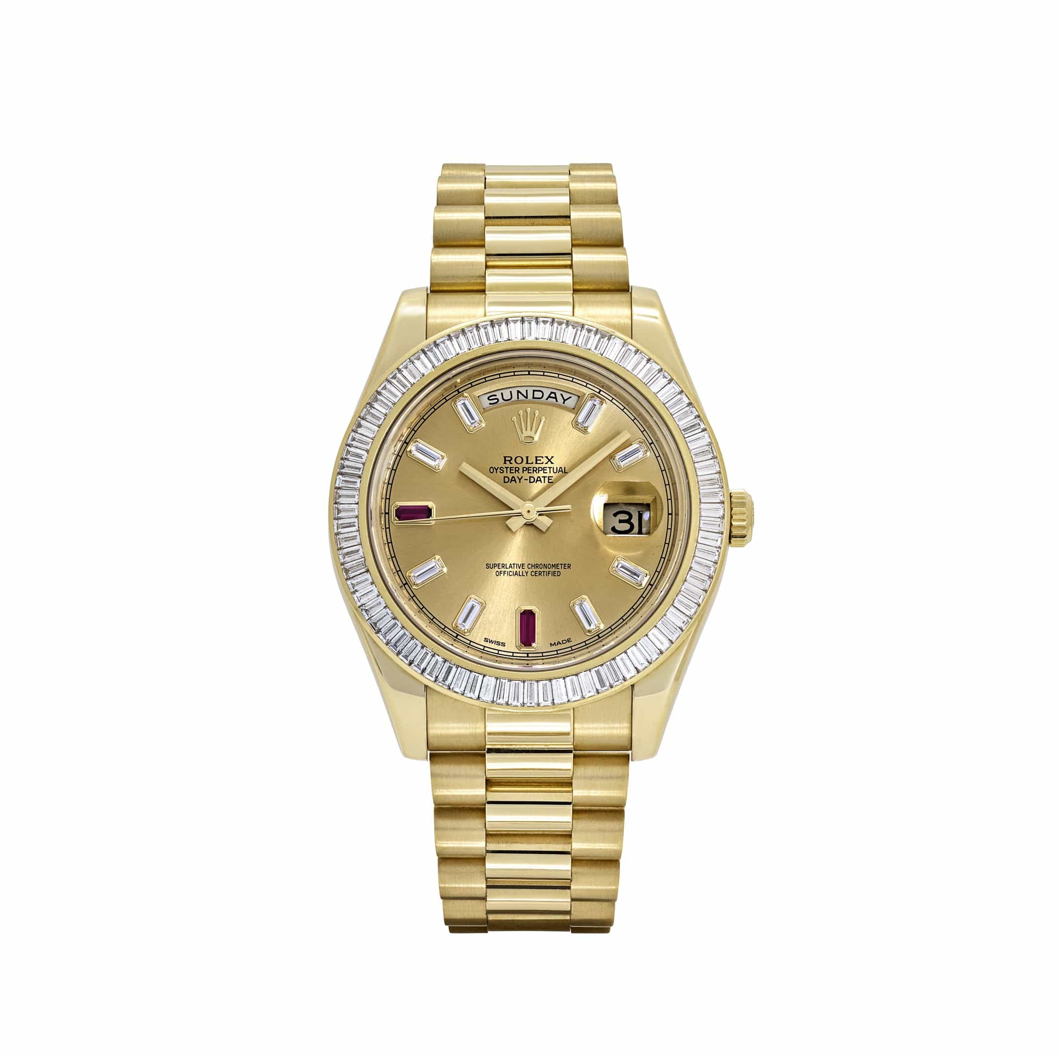 Rolex Day-Date 218398 Yellow Gold Champagne Dial Diamond Bezel (2010)