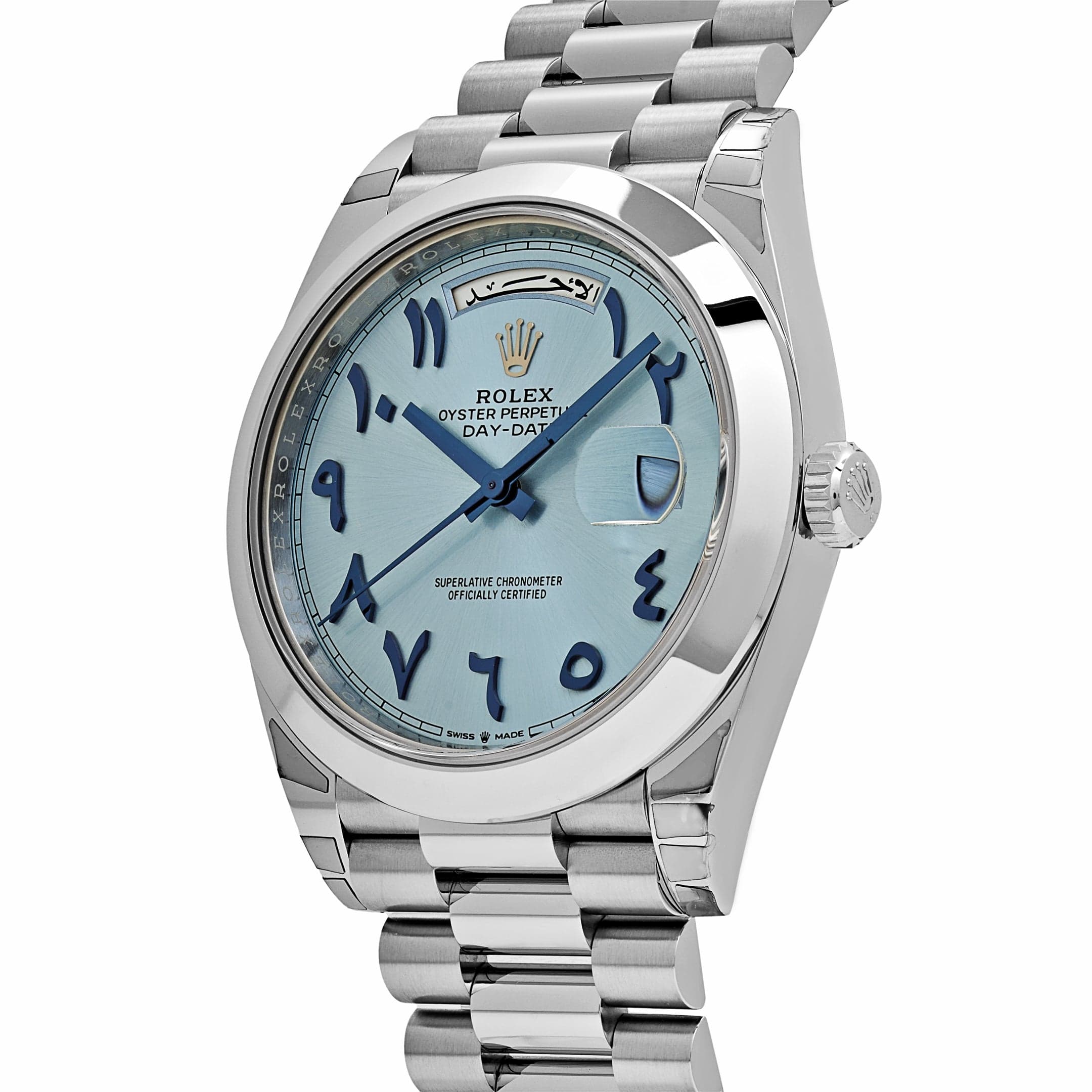 Rolex Day-Date 228206 Platinum Ice Blue Arabic Dial Smooth Dial (2023)