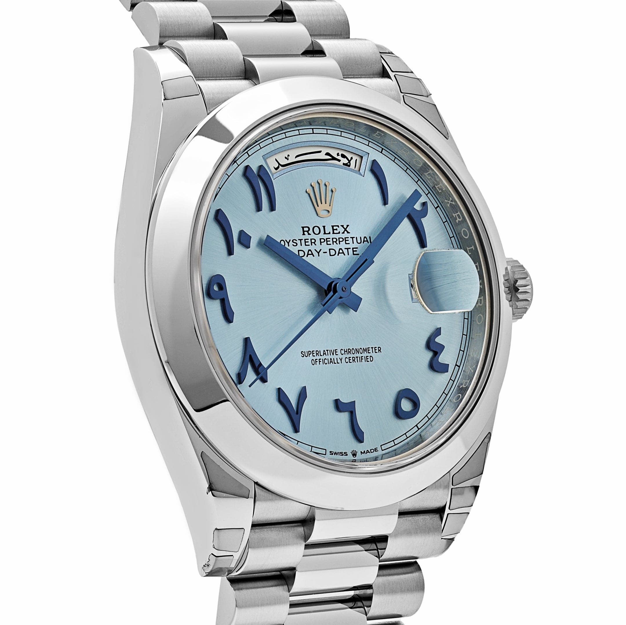 Rolex Day-Date 228206 Platinum Ice Blue Arabic Dial Smooth Dial (2023)