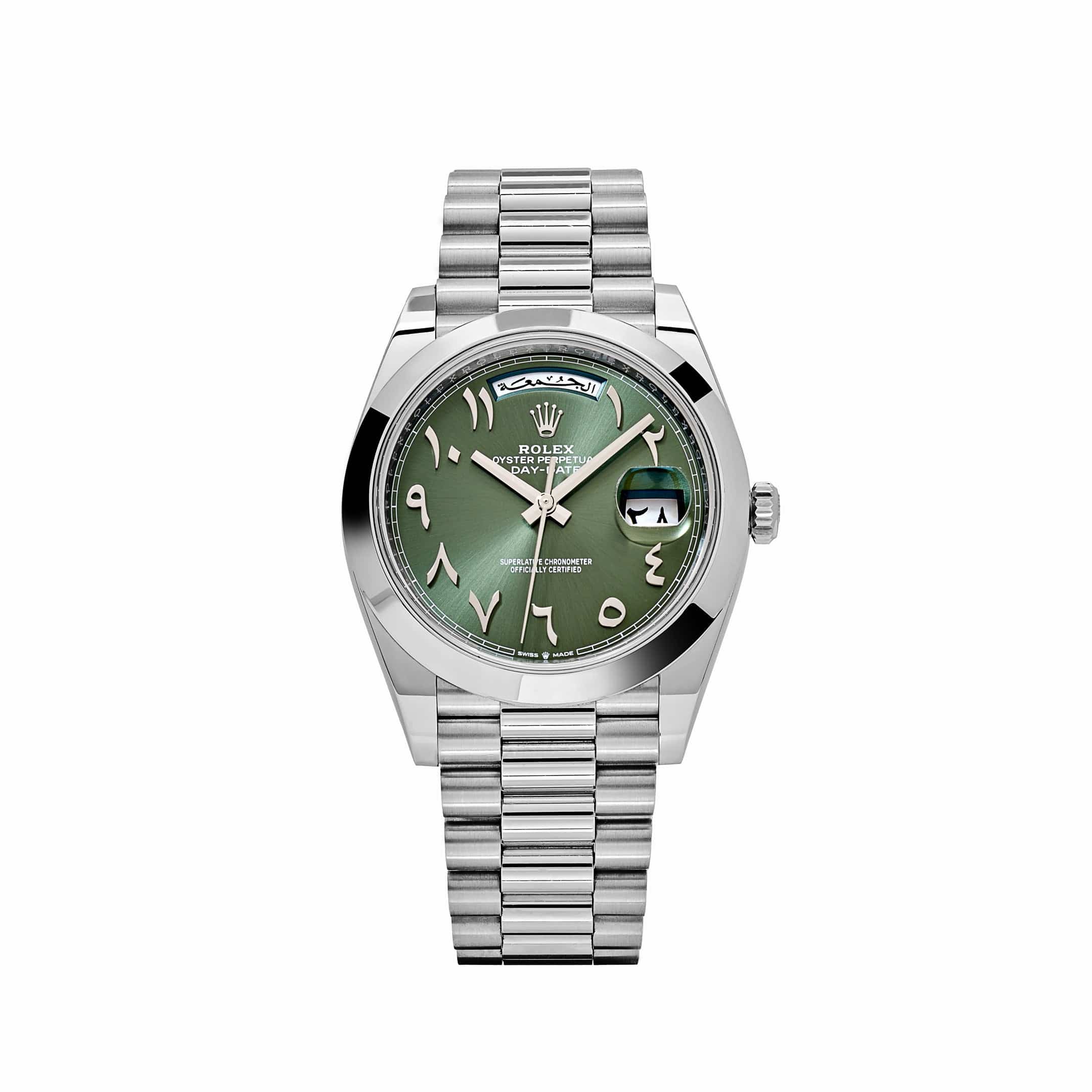 Rolex Day-Date 228206 Platinum Olive Green Arabic Dial (2021)