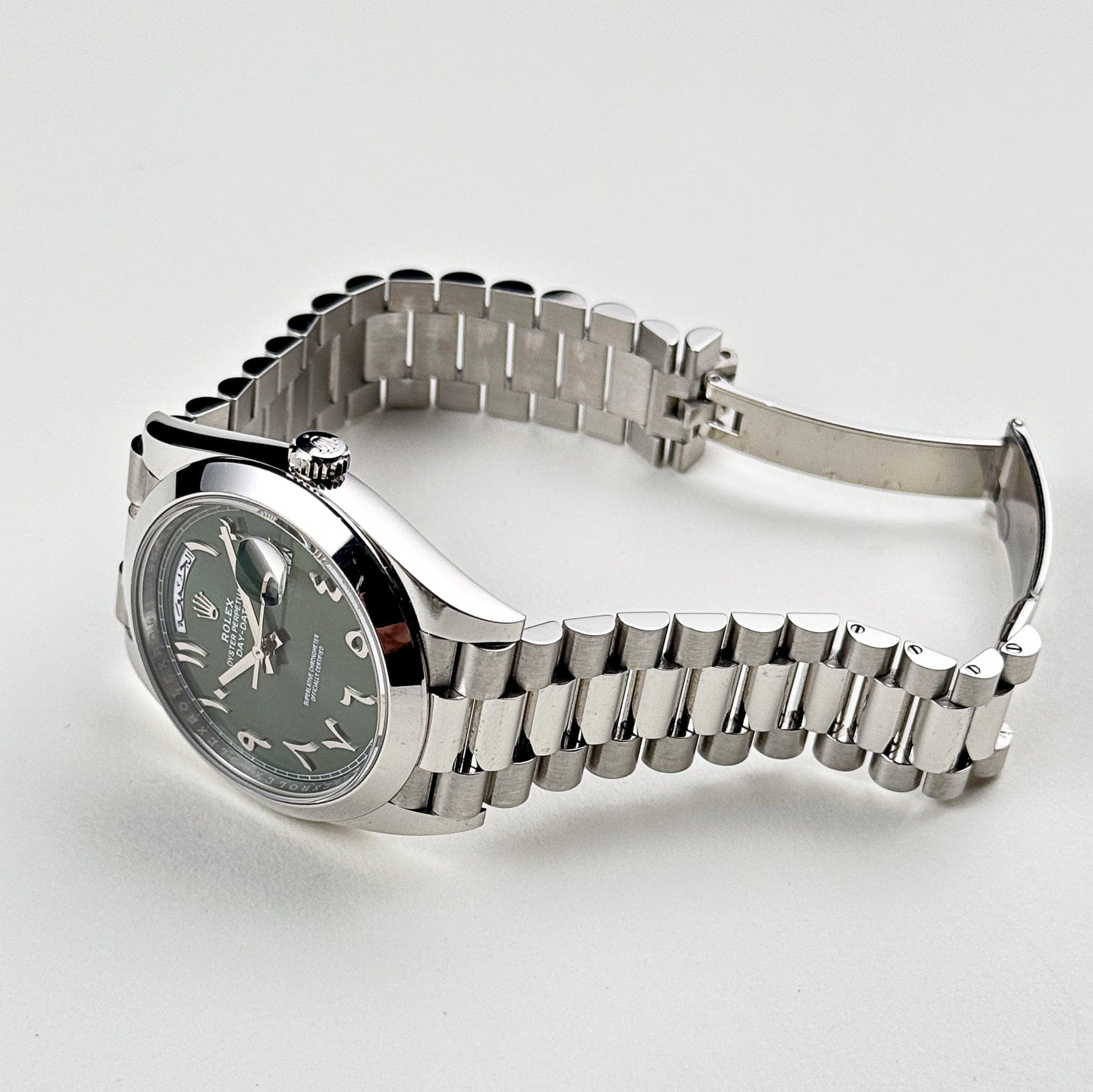 Rolex Day-Date 228206 Platinum Olive Green Arabic Dial (2021)
