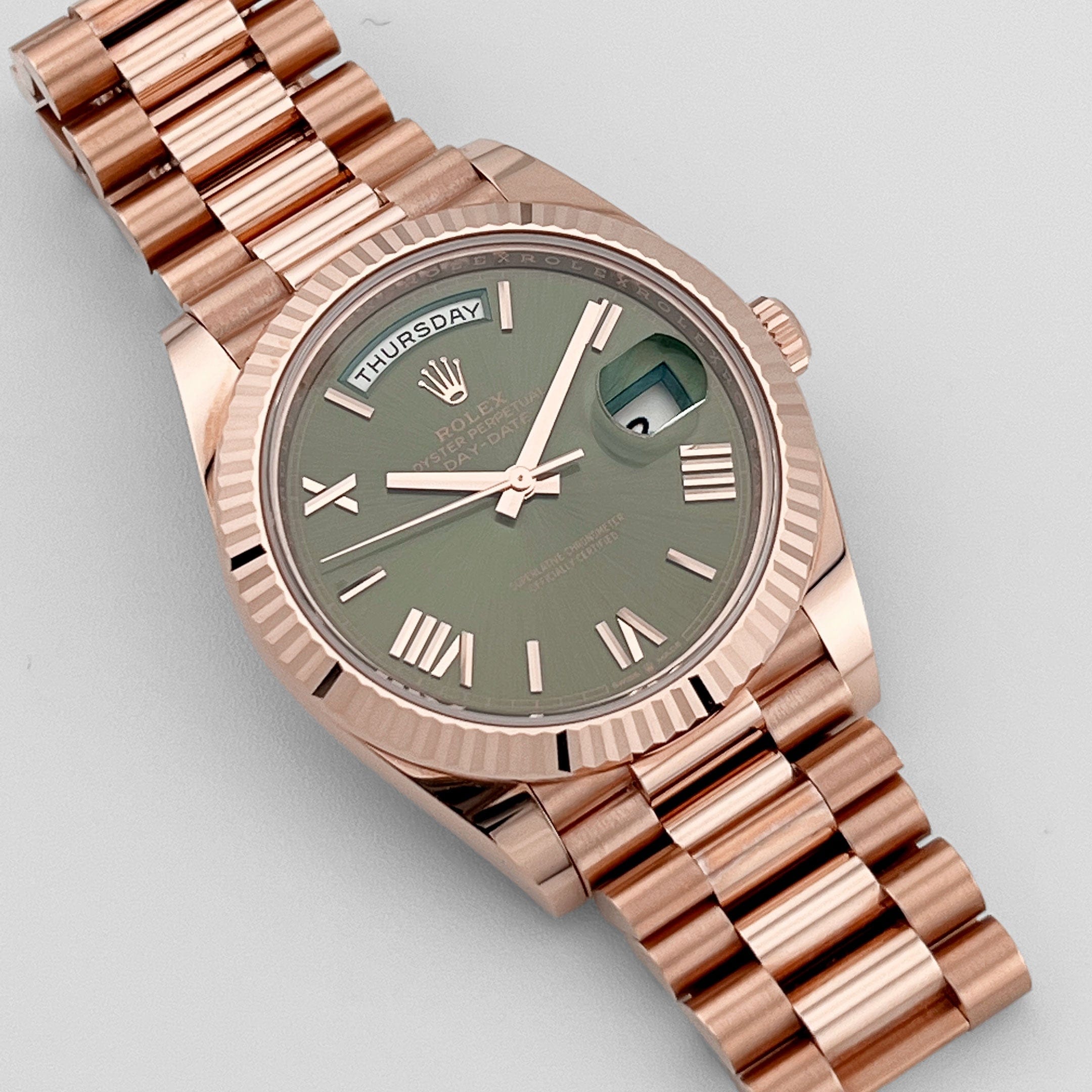 Rolex Day-Date 228235 Rose Gold Olive Green Dial (2023)