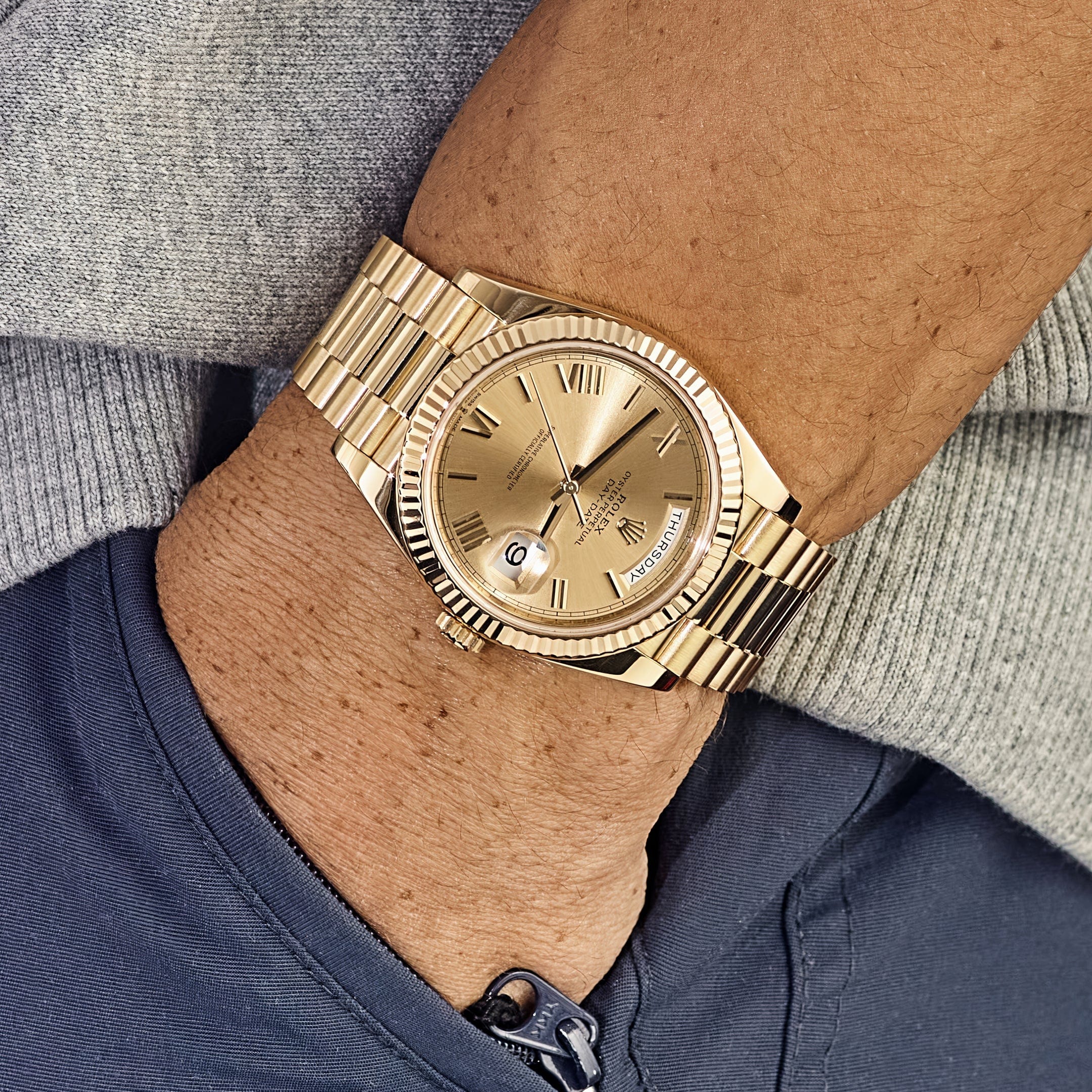 Rolex Day-Date 228238 Yellow Gold Champagne Roman Dial