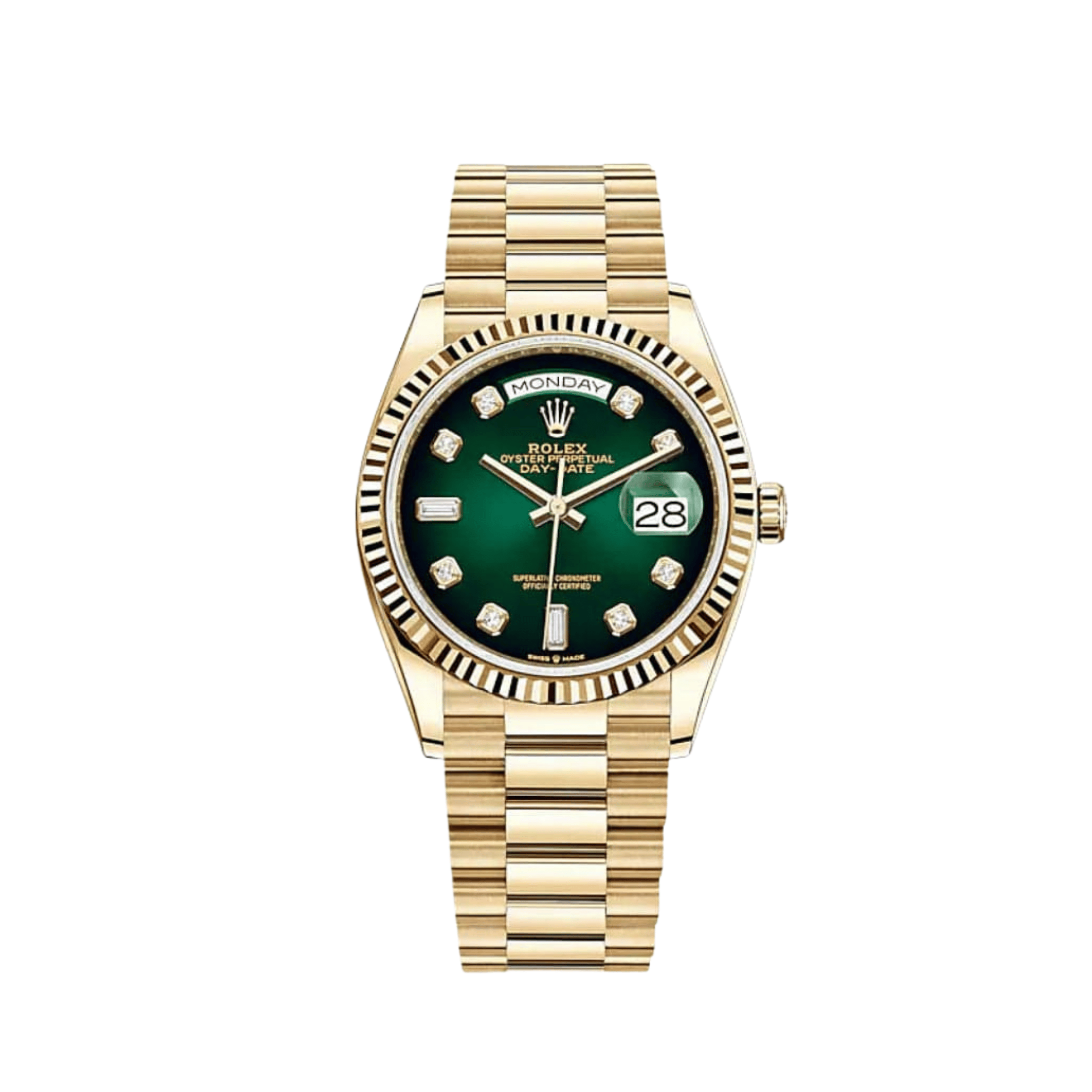 Rolex Day-Date 36 128238 Yellow Gold Green Ombré Diamond Dial