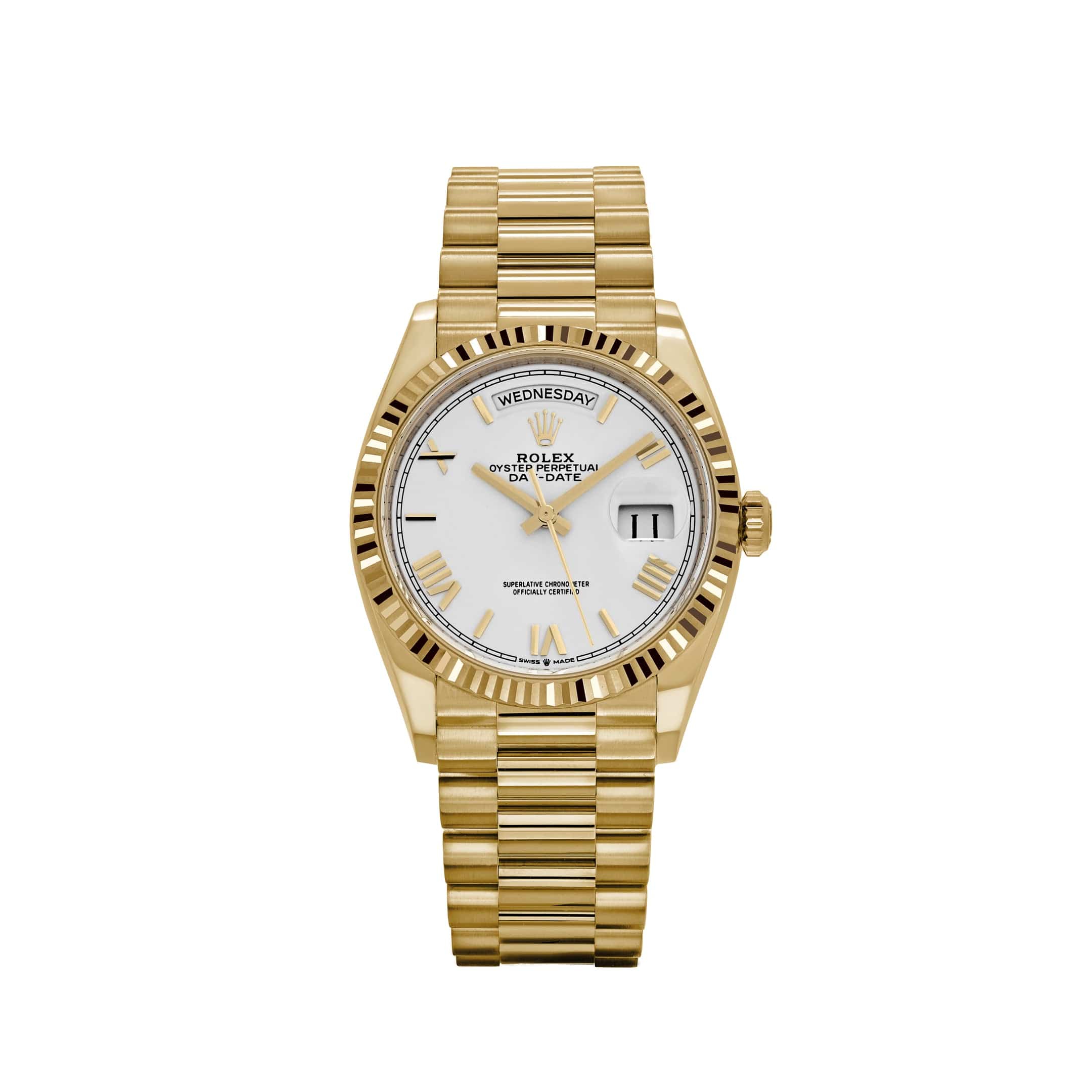 Rolex Day-Date 36 128238 Yellow Gold White Dial (2024)