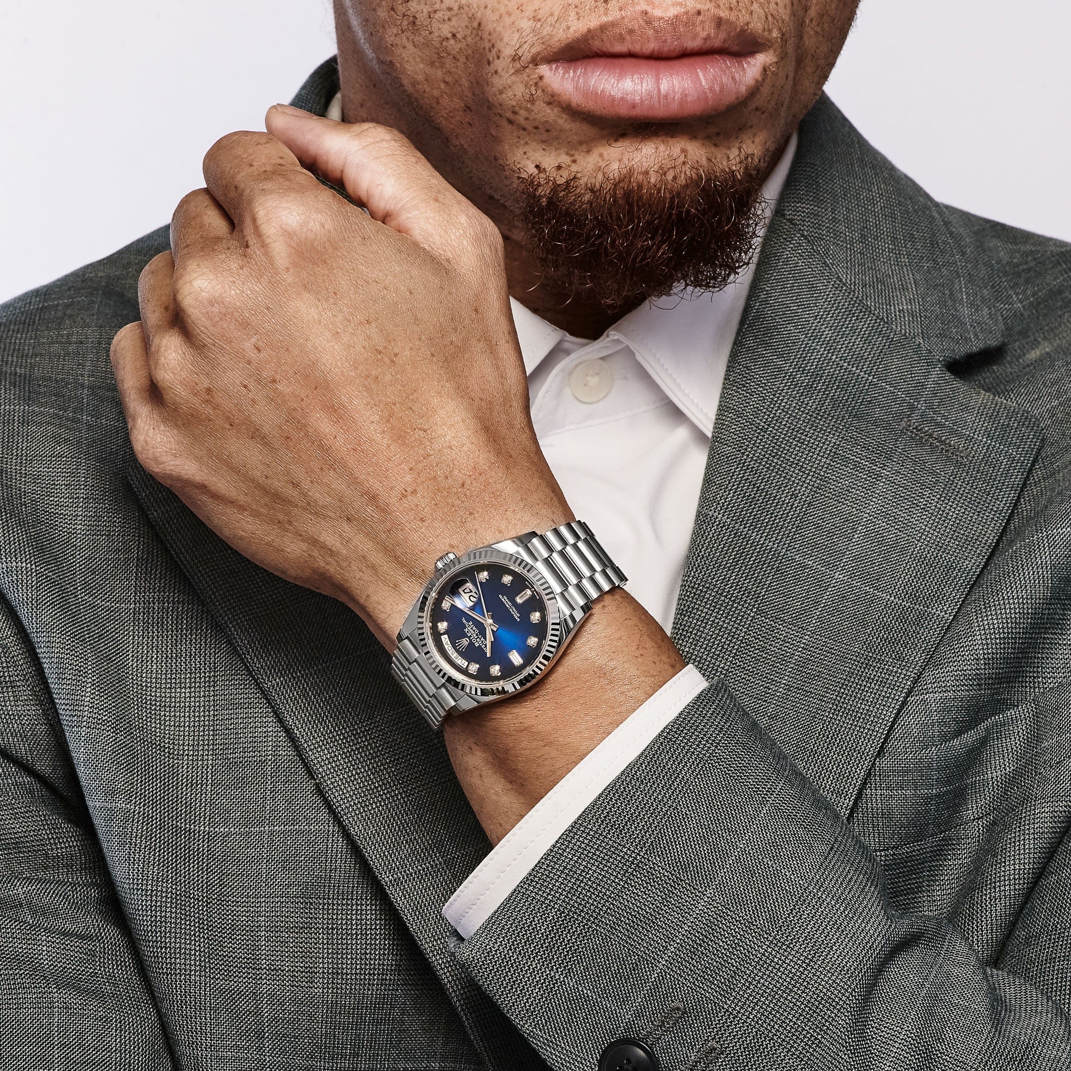 Rolex Day-Date 36 128239 White Gold Blue Ombre Diamond Dial (2023)