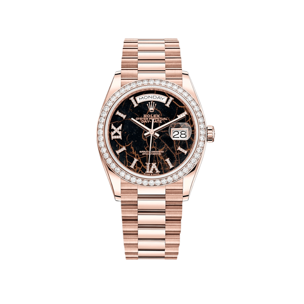 Luxury Watch Rolex Day-Date 36 Rose Gold Eisenkiesel Diamond Dial 128345RBR Wrist Aficionado