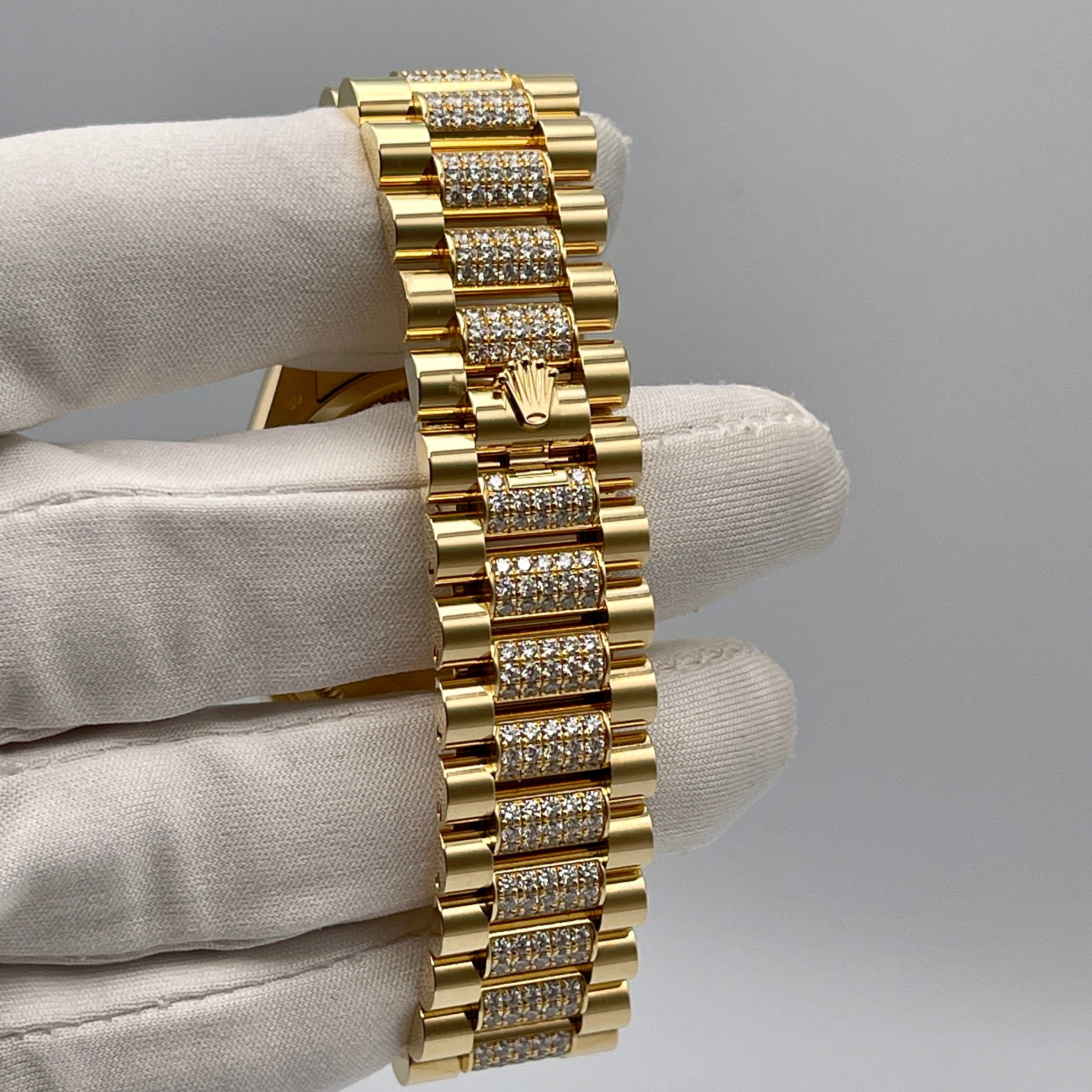 Luxury Watch Rolex Day-Date 36 Yellow Gold Champagne Diamond Dial 128238 Wrist Aficionado